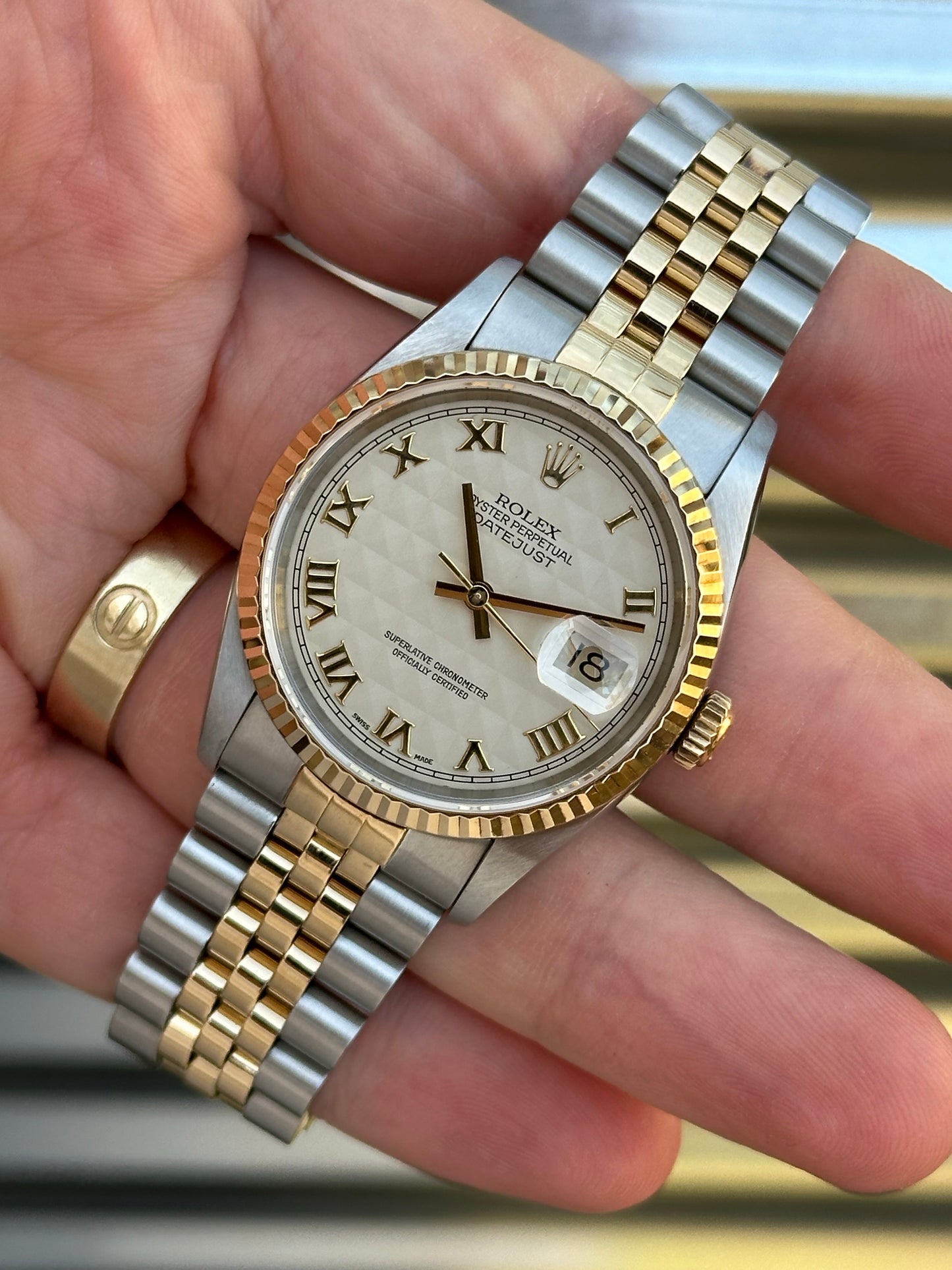 Rolex Datejust 36mm Ref.16233 “Pyramid Dial” Box & Papers