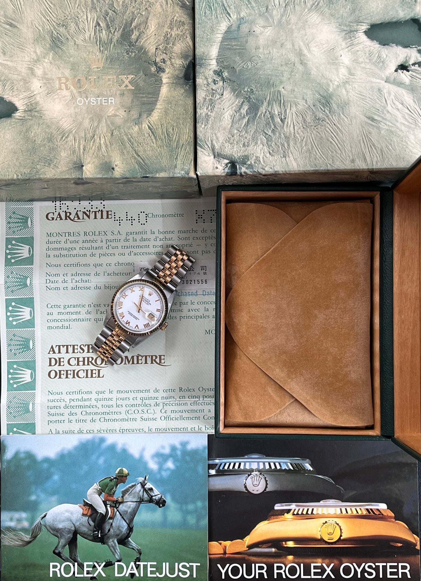 Rolex Datejust 36mm Ref.16233 “White Roman Dial” Box & Papers