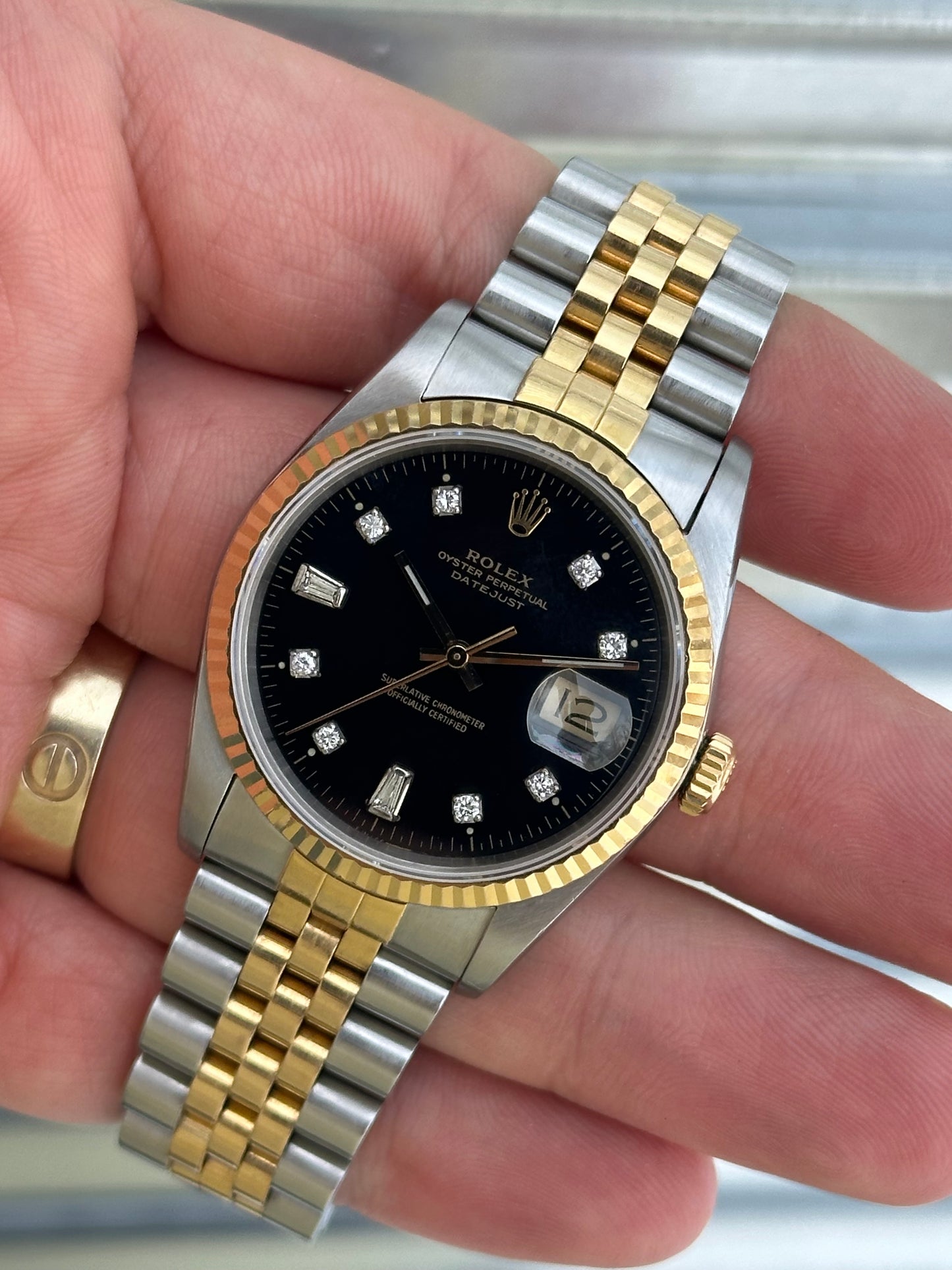 Rolex Datejust “Custom Black Diamond Dial” 36mm Ref.16233 Box & Papers