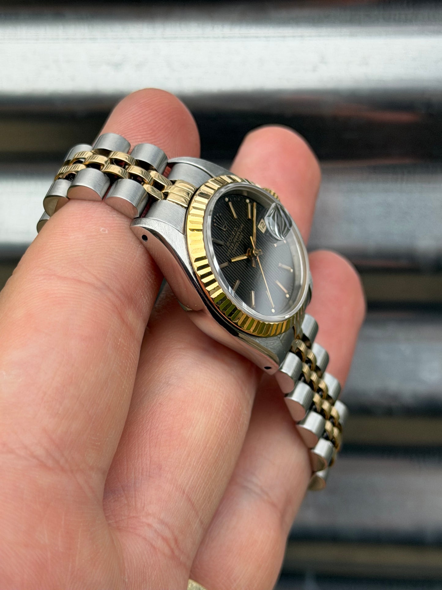 Rolex Ladies Datejust 26mm Ref.69173 Box & Papers “Black Tapestry Dial”