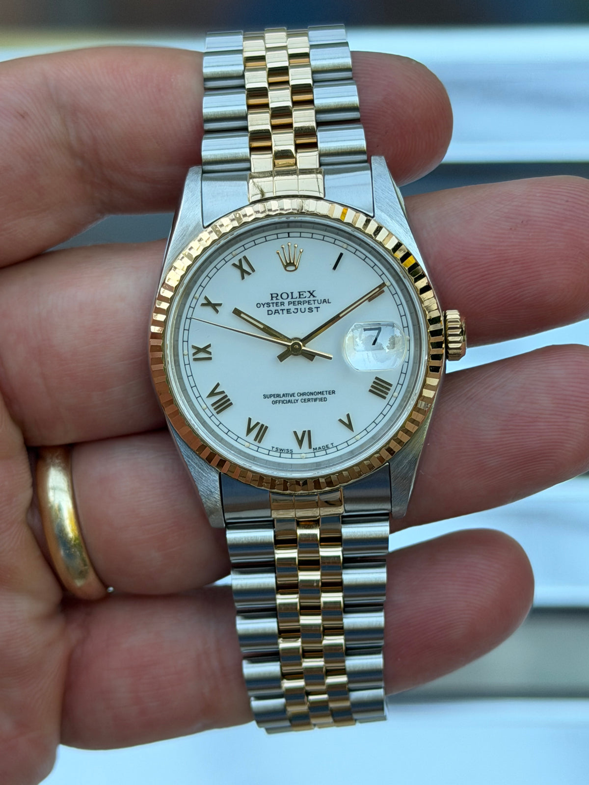 Rolex Datejust “White Roman Numeral Dial” 36mm Ref.16233 Box & Papers
