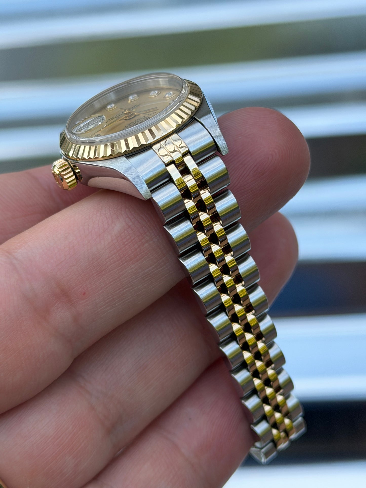 Rolex Ladies Datejust “Champagne Diamond Dial” 26mm Ref.69173 Box & Papers