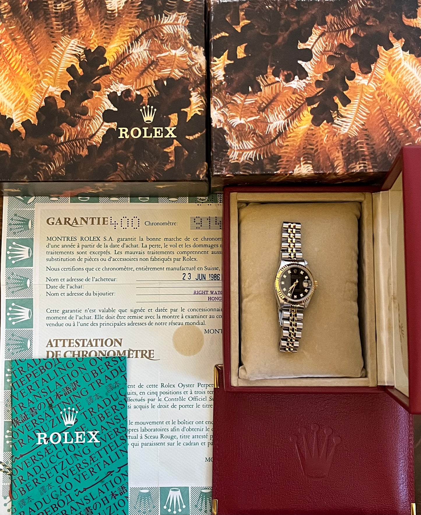 Rolex Ladies Datejust 26mm Ref.69173 Box & Papers “Black Diamond Dial”