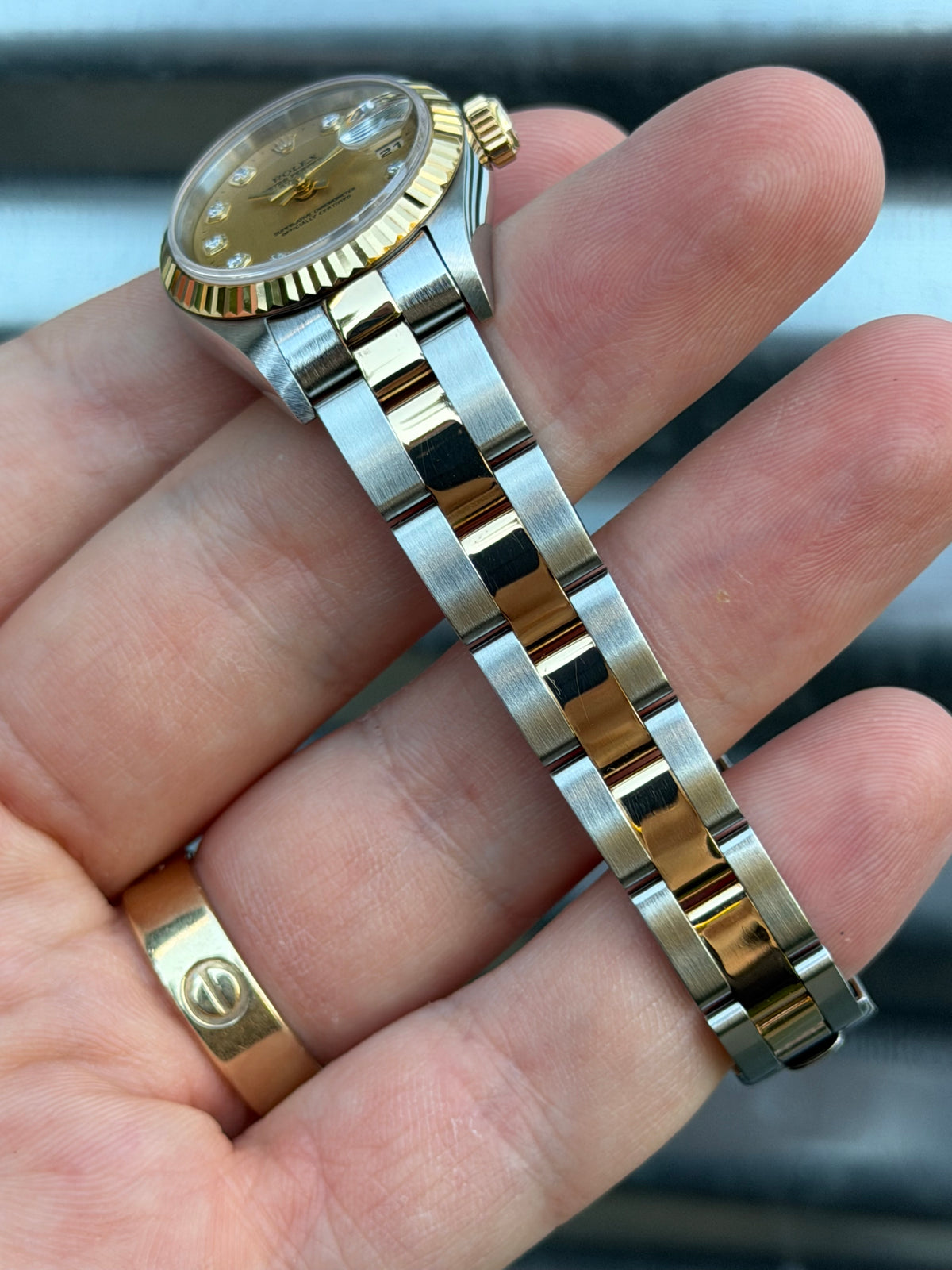 Rolex Ladies Datejust “Champagne Diamond Dial” 26mm Ref.69173 Box & Papers