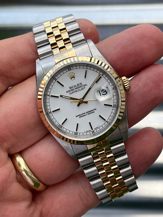 Rolex Datejust “White Stick Dial” 36mm Ref.16233 Box & Papers