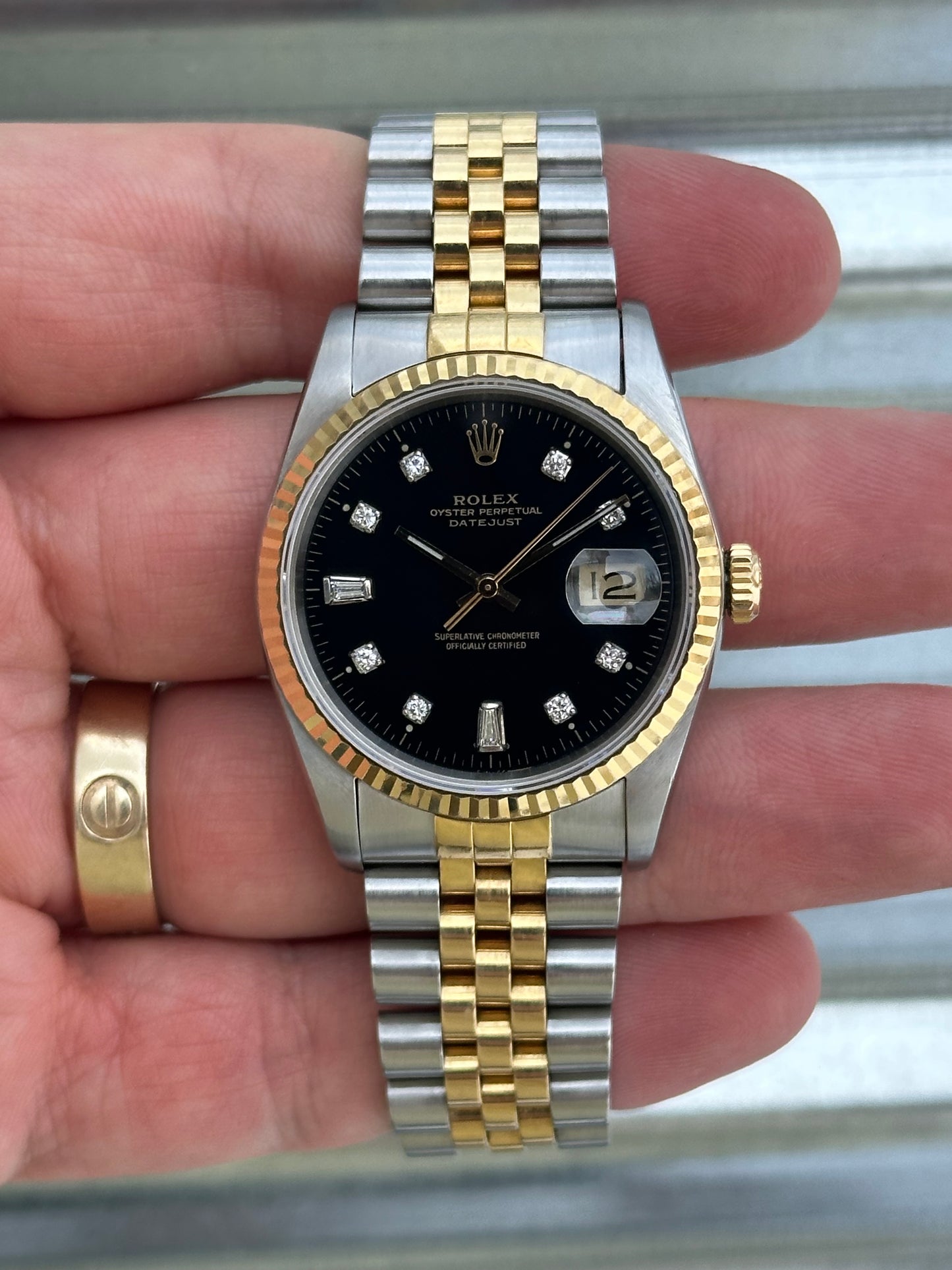 Rolex Datejust “Custom Black Diamond Dial” 36mm Ref.16233 Box & Papers