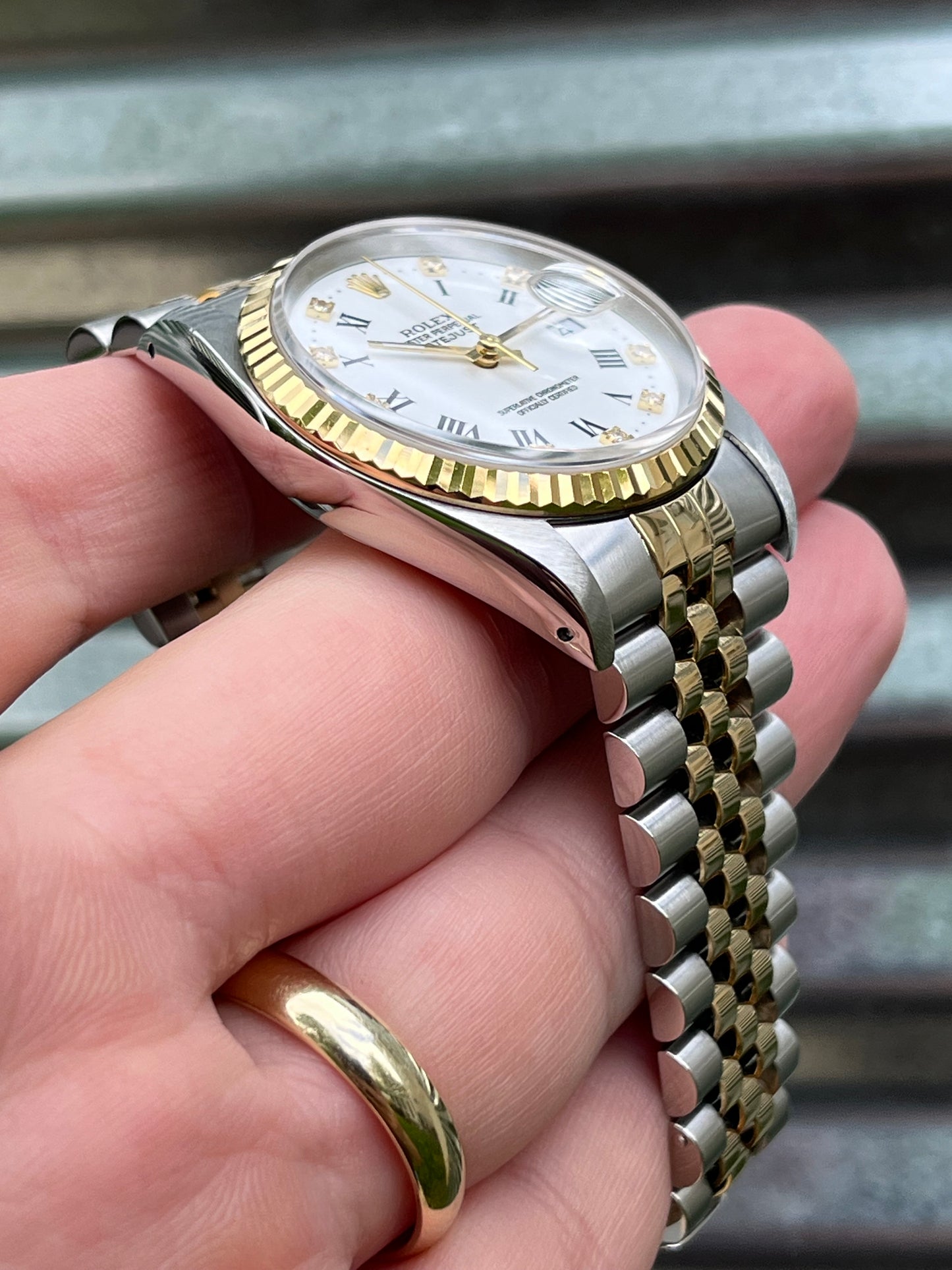 Rolex Datejust “White Roman Diamond Dial” 36mm Ref.16233 Box & Papers