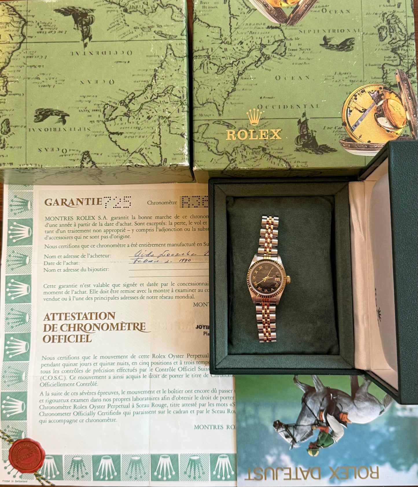 Rolex Ladies Datejust 26mm Ref.69173 Box & Papers “Black Pyramid Dial”