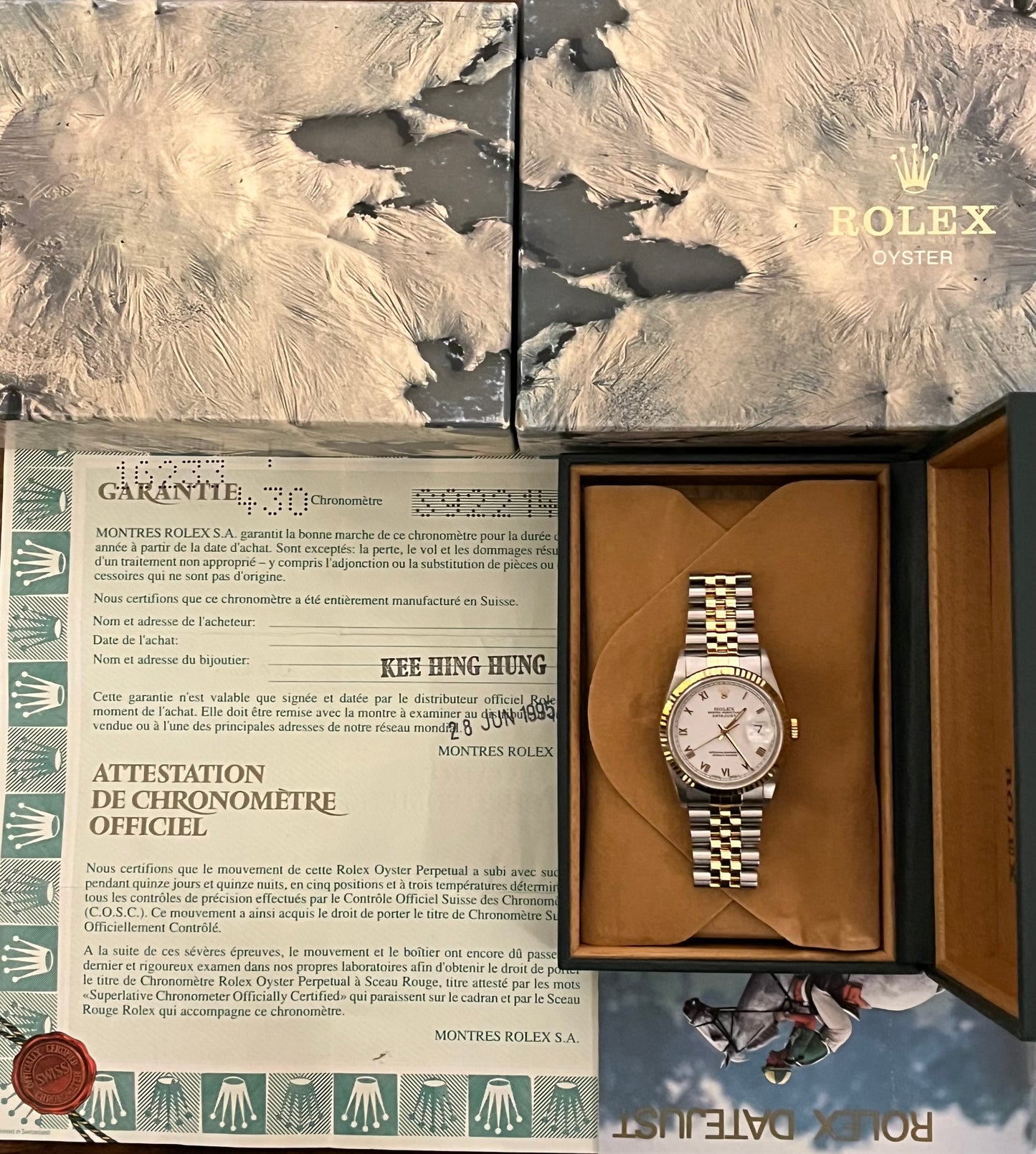 Rolex Datejust White Roman Numeral 36mm Ref.16233 Box & Papers