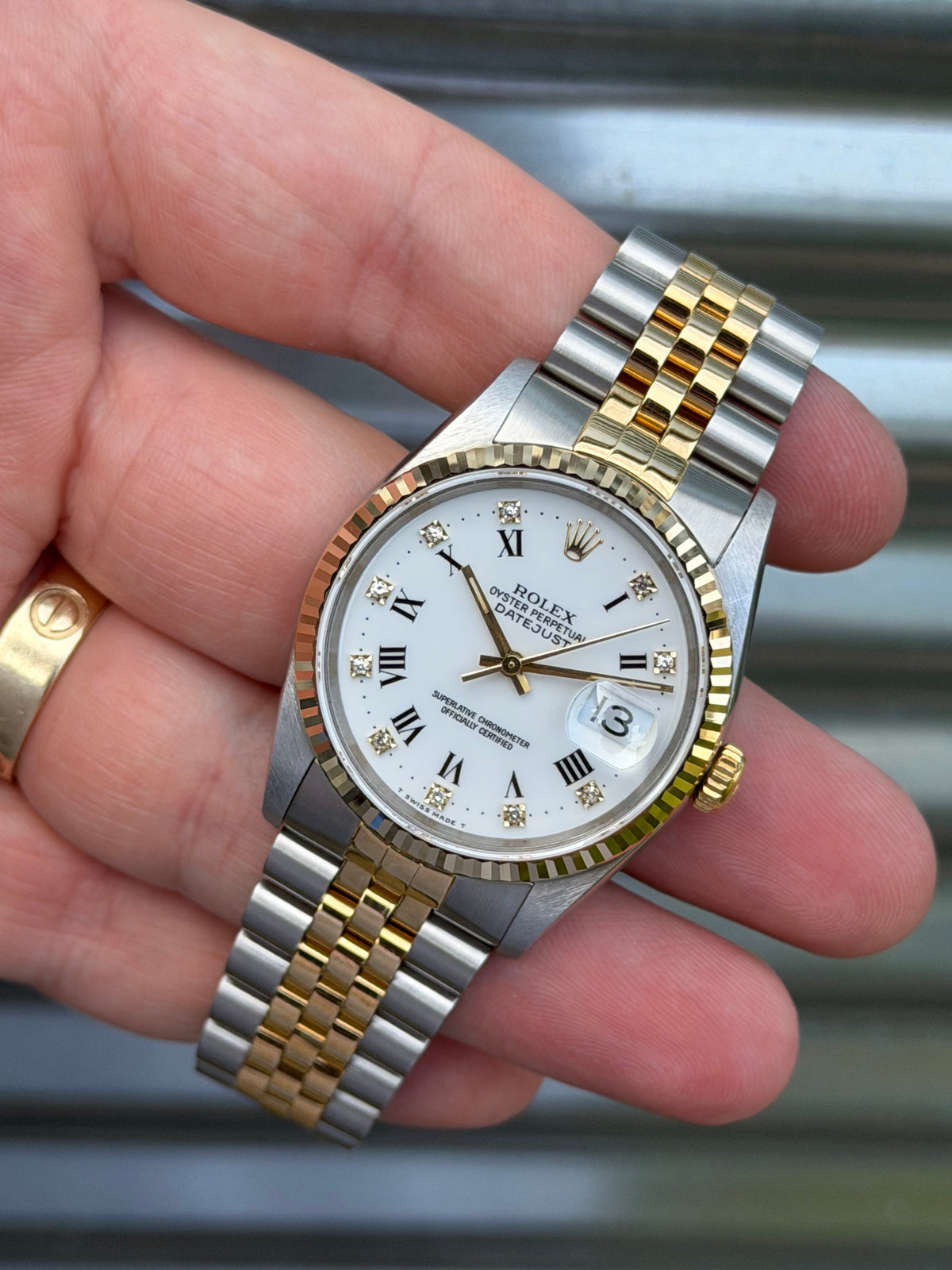 Rolex Datejust 36mm Ref.16233 White Roman Diamond Dial Box & Papers