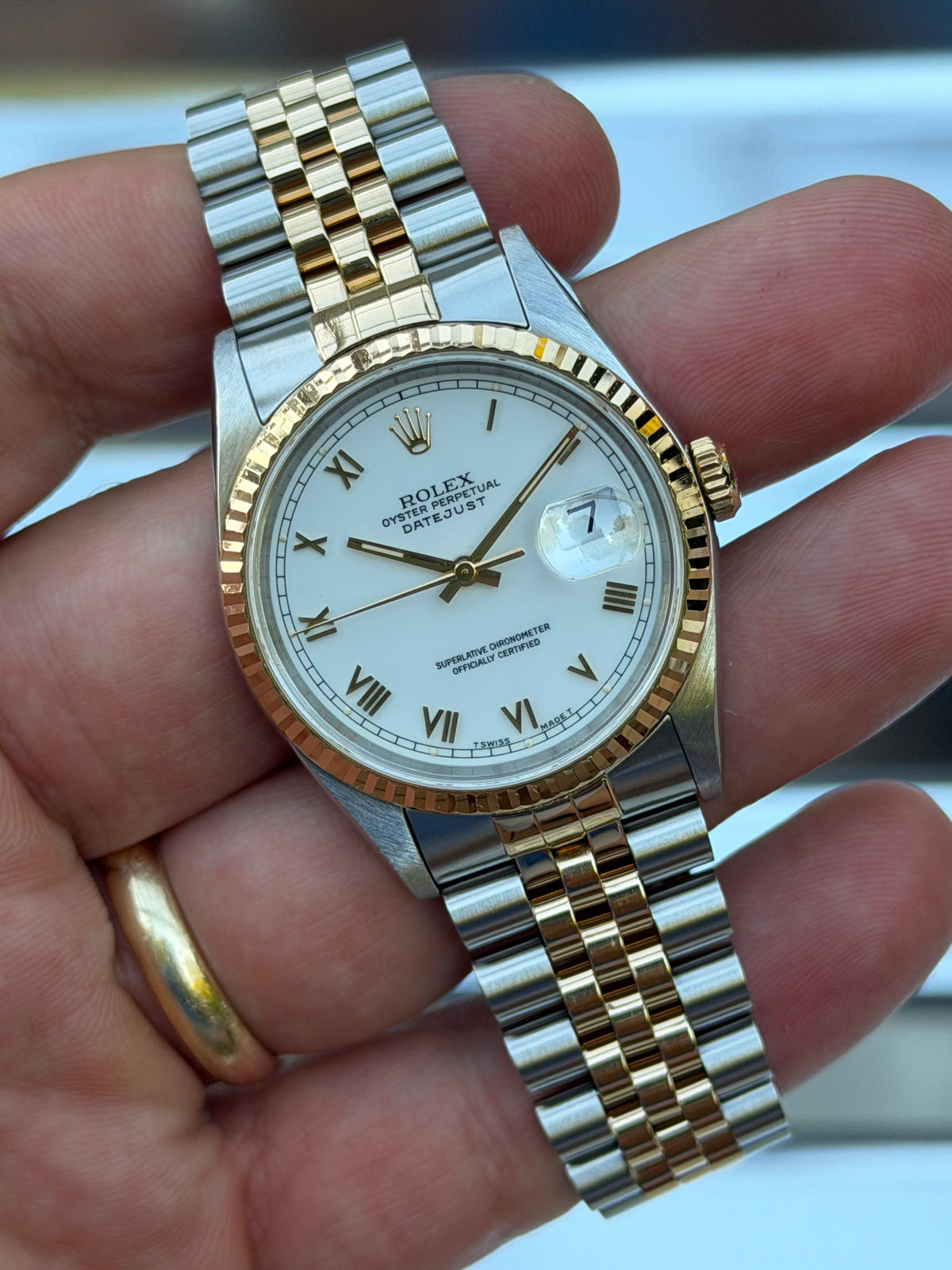 Rolex Datejust “White Roman Numeral Dial” 36mm Ref.16233 Box & Papers