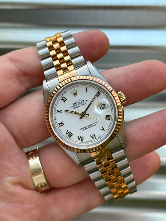 Rolex Datejust 36mm Ref.16233 “White Roman Dial” Box & Papers