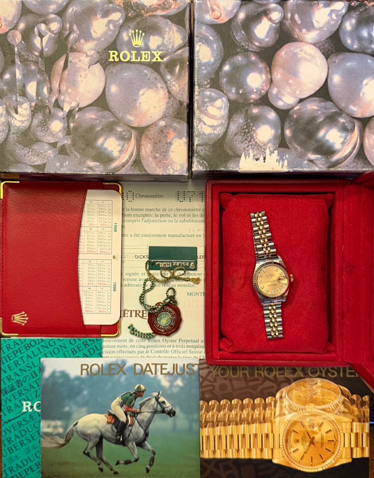 Rolex Ladies Datejust “Champagne Big Diamond  Dial” 26mm Ref.69173 Box & Papers