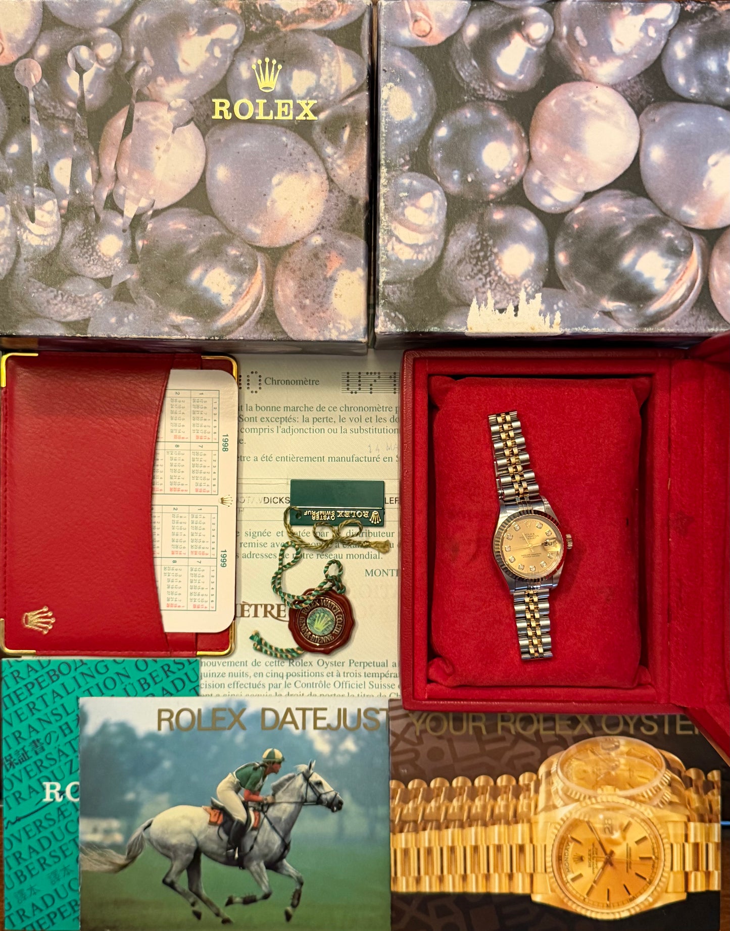 Rolex Ladies Datejust “Champagne Diamond Dial” 26mm Ref.69173 Box & Papers