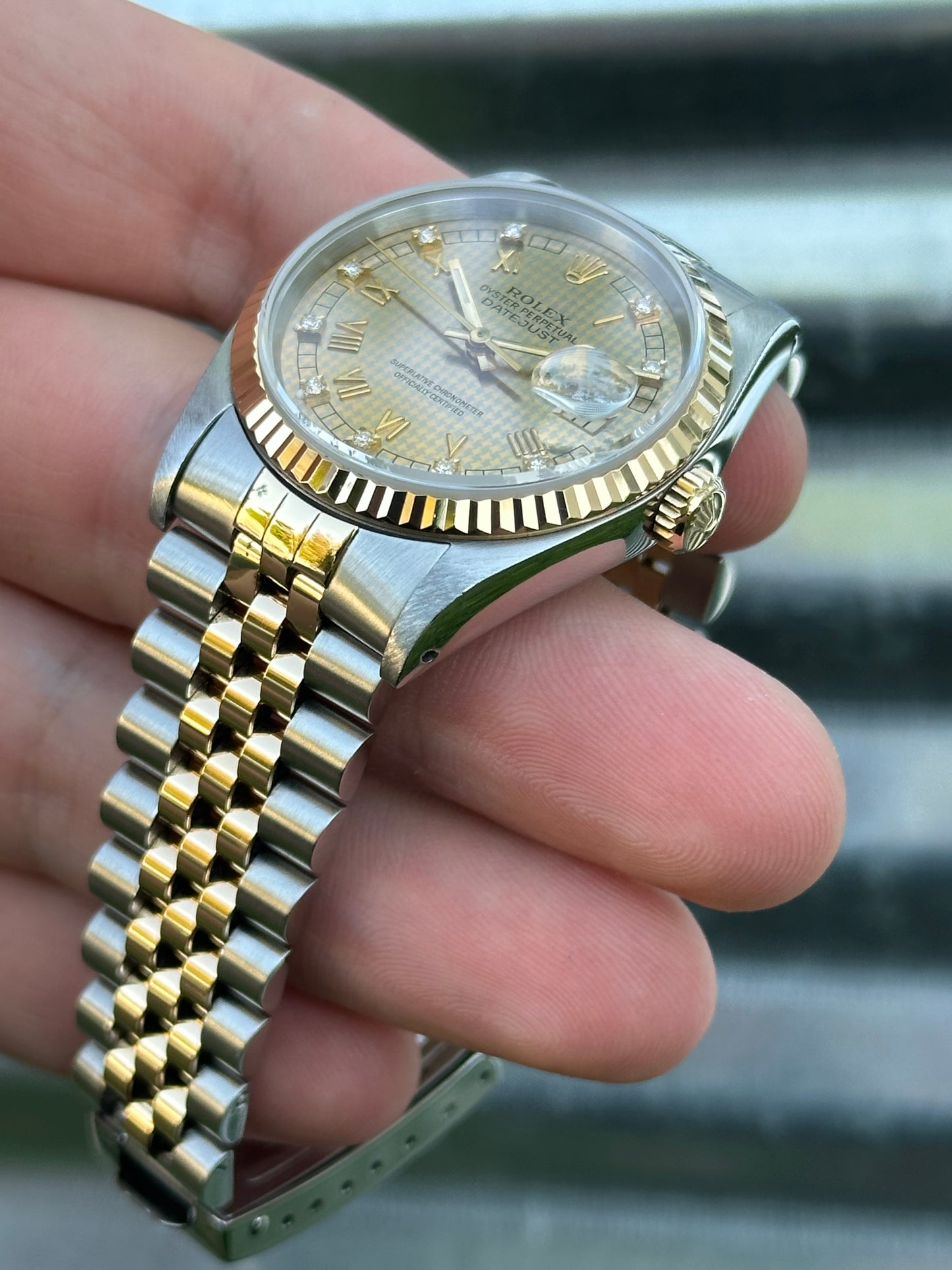 Rolex Datejust 36mm Ref.16233 Box & Papers “Houndstooth Dial”