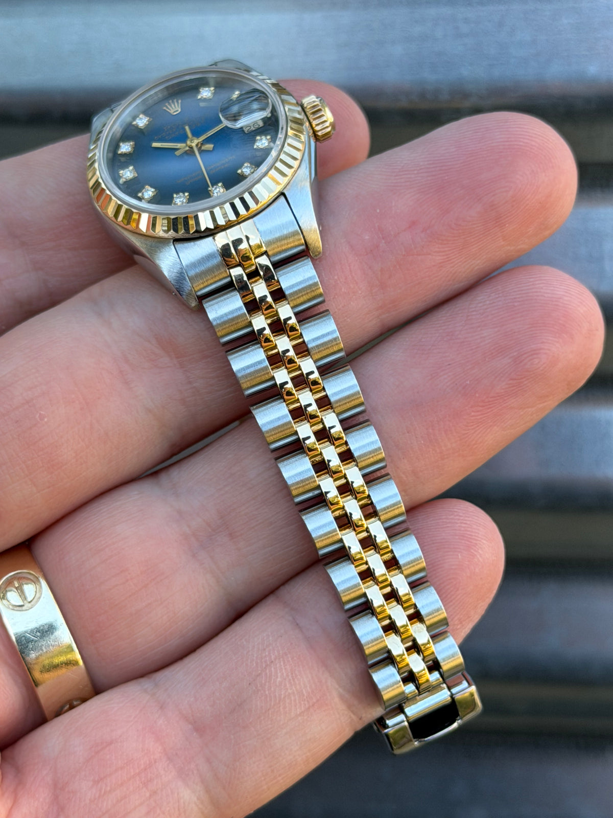 Rolex Ladies Datejust “Blue Vignette Diamond Dial “ 26mm Ref.69173 Box & Papers