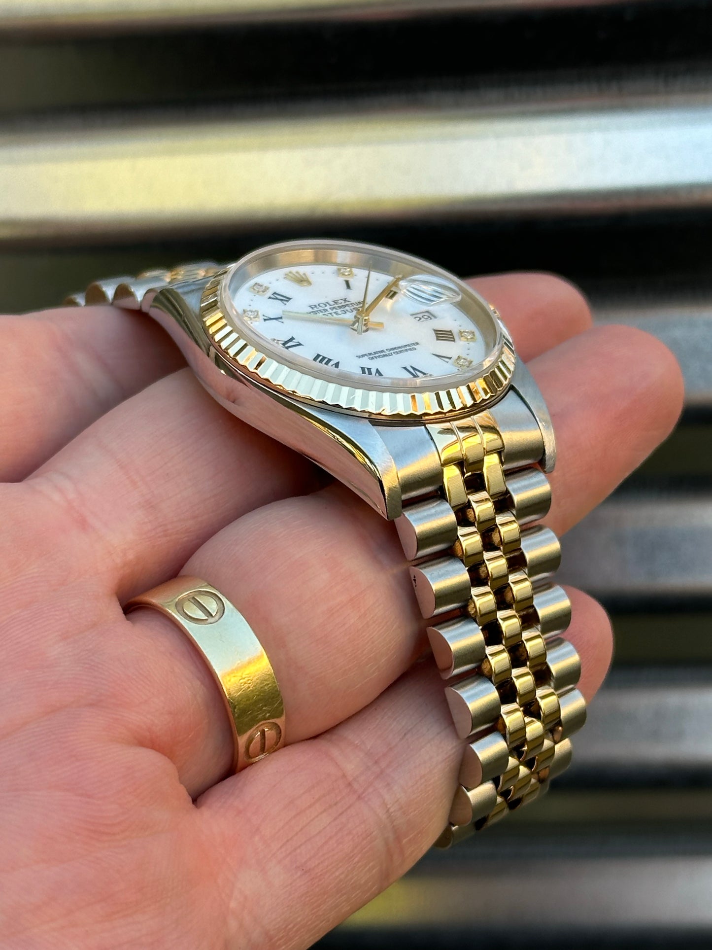 Rolex Datejust 36mm Ref.16233 “White Roman Diamond Dial” Box & Papers