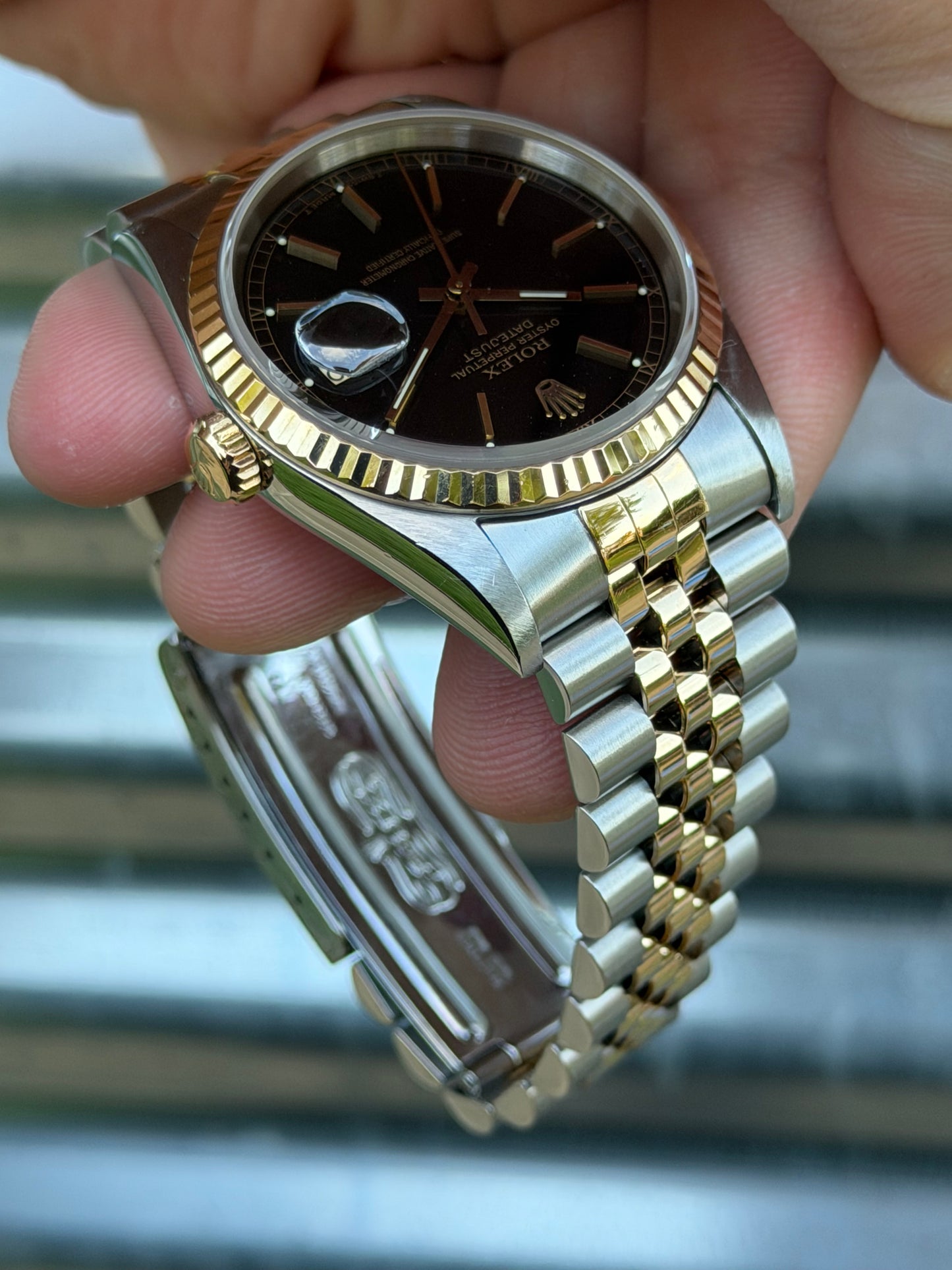 Rolex Datejust “Black Index Dial with Roman Numeral Track” 36mm Ref.16233 Box & Papers