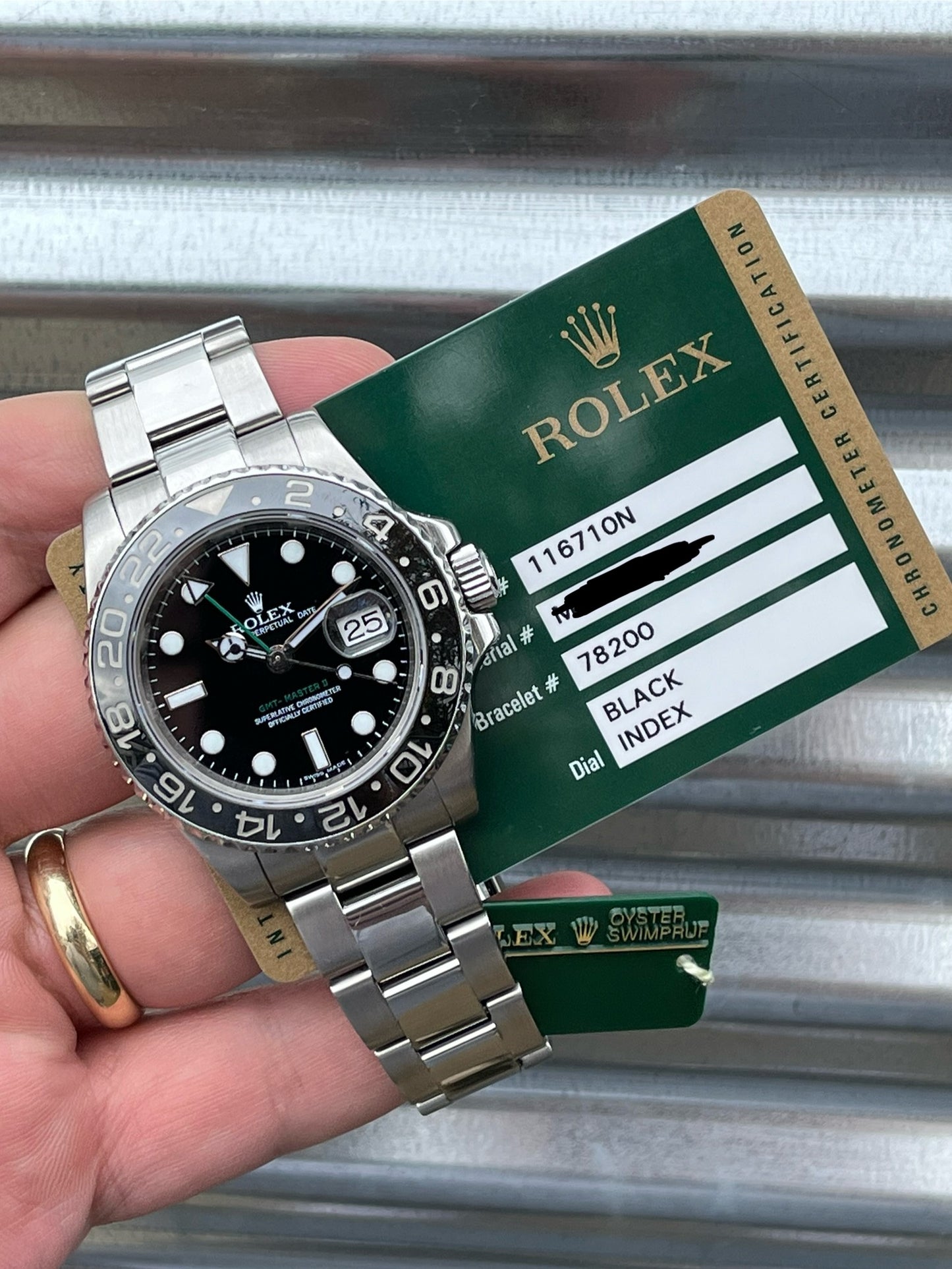 Rolex GMT Master II “Green Arrow” 40mm Ref.116710LN Watch with Card