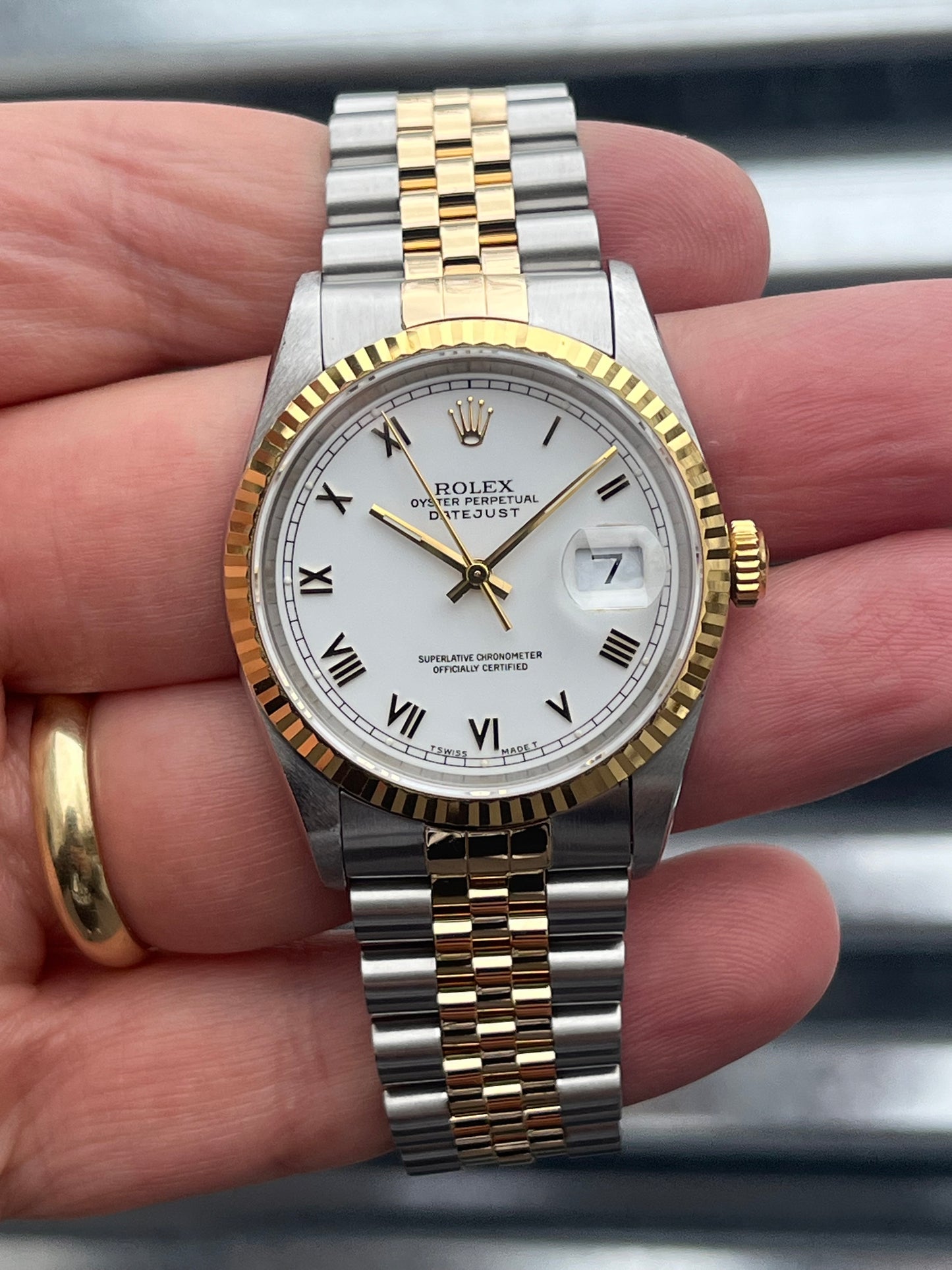 Rolex Datejust White Roman Numeral 36mm Ref.16233 Box & Papers