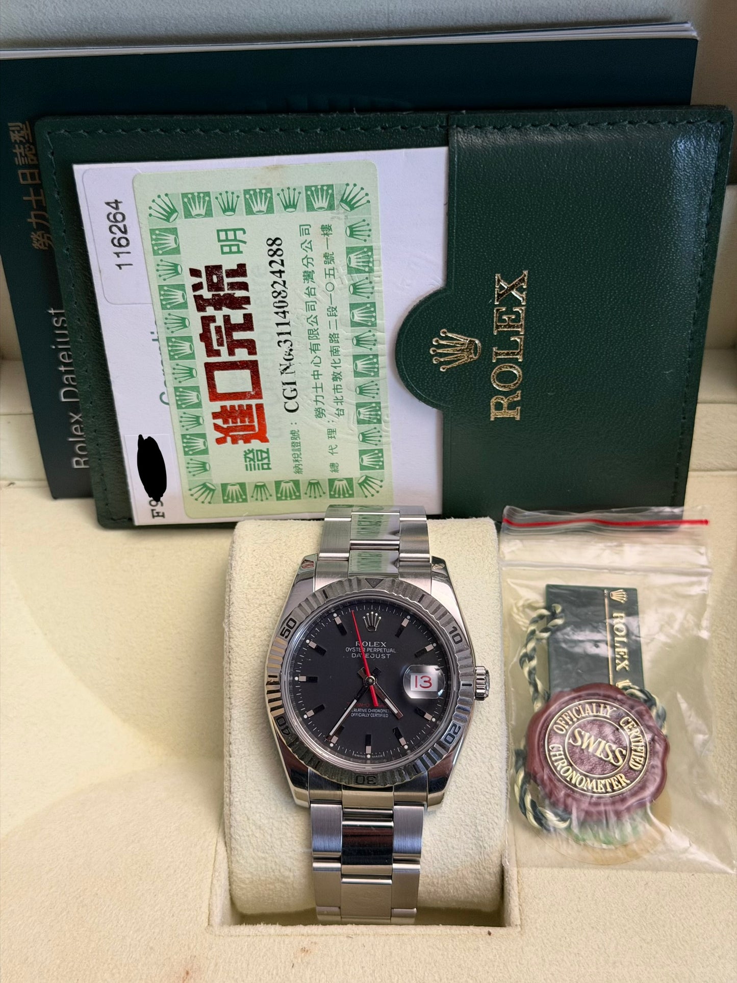 Rolex Datejust Turn-O-Graph 36 Ref.116264 Box & Papers