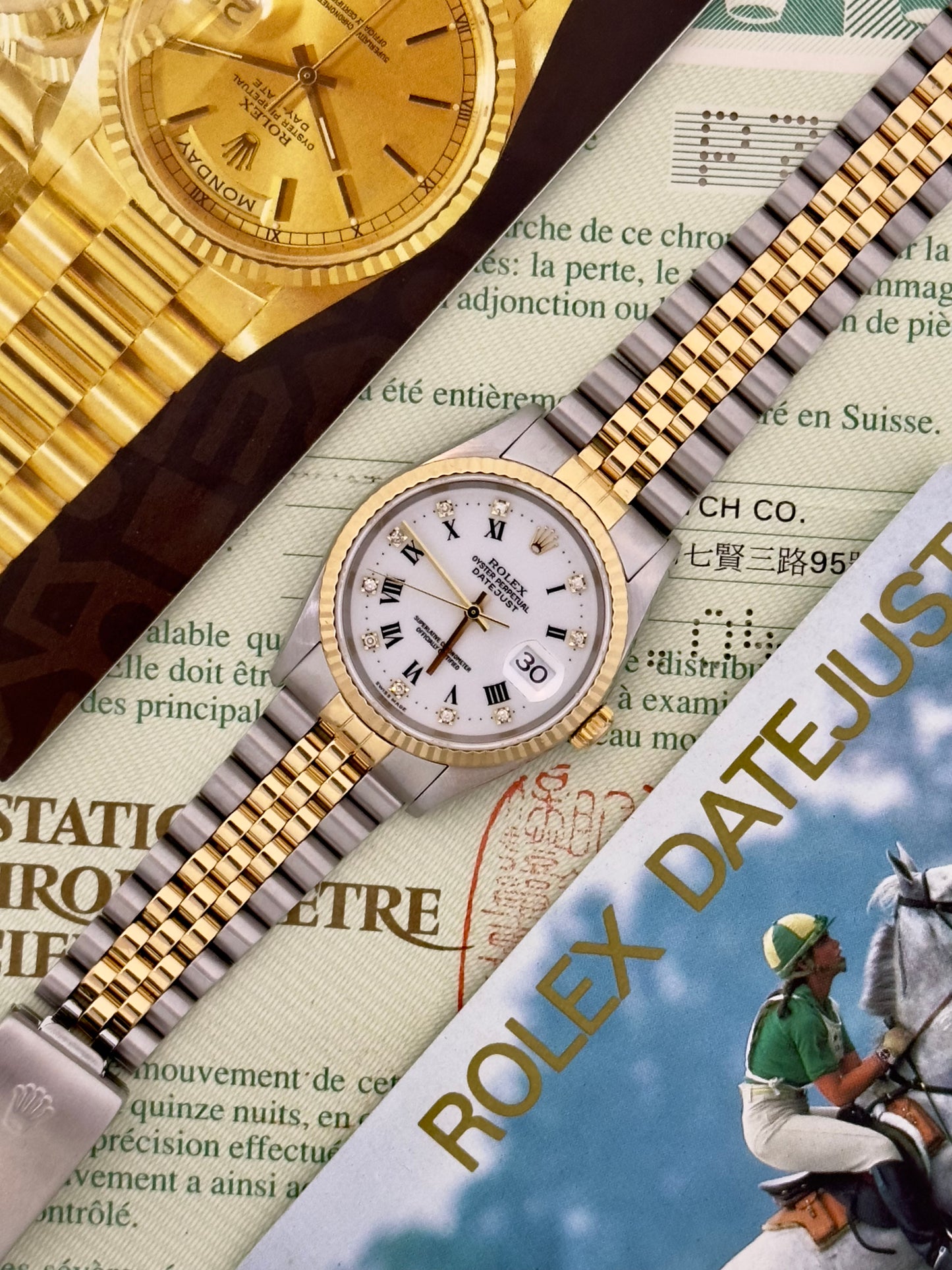 Rolex Datejust 36mm Ref.16233 “White Roman Diamond Dial” Box & Papers