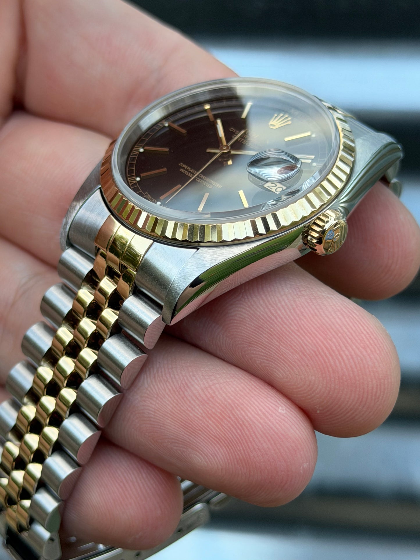 Rolex Datejust “Black Index Dial with Roman Numeral Track” 36mm Ref.16233 Box & Papers
