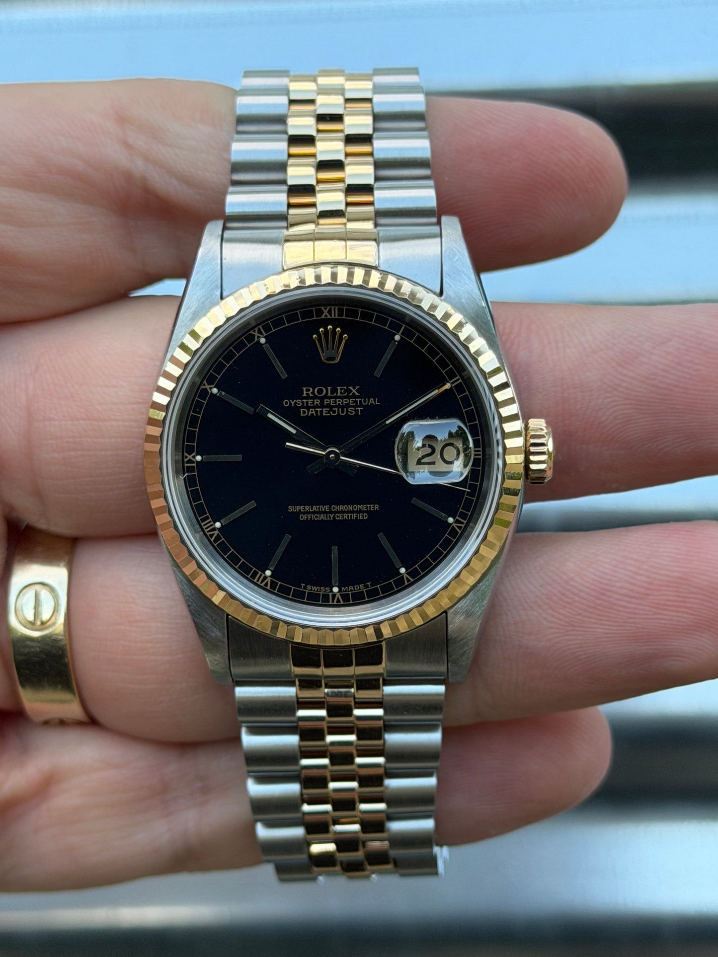 Rolex Datejust “Black Index Dial with Roman Numeral Track” 36mm Ref.16233 Box & Papers