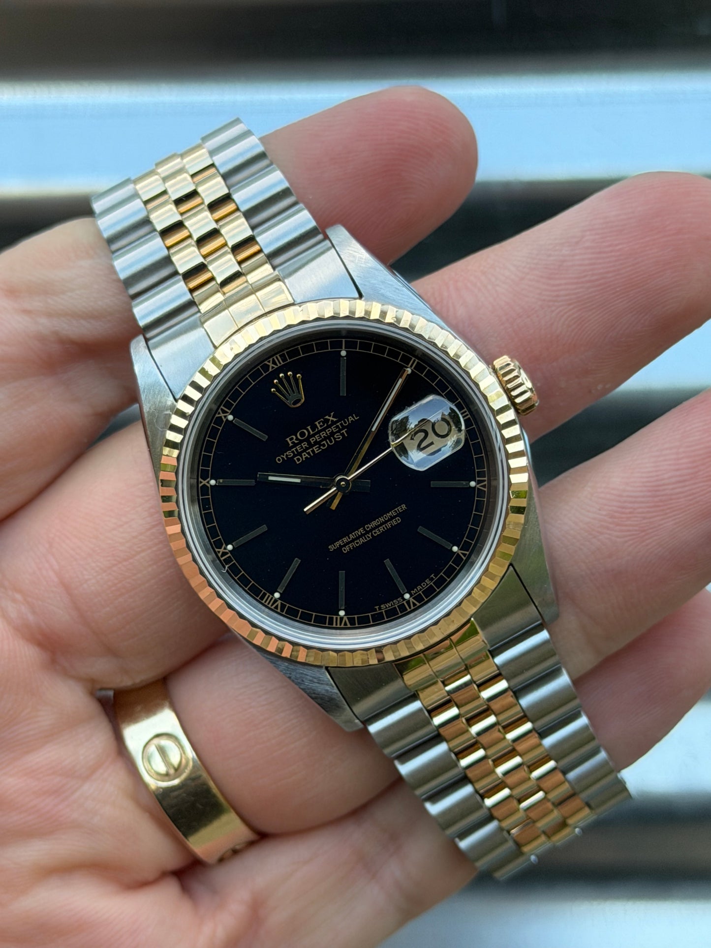 Rolex Datejust “Black Index Dial with Roman Numeral Track” 36mm Ref.16233 Box & Papers