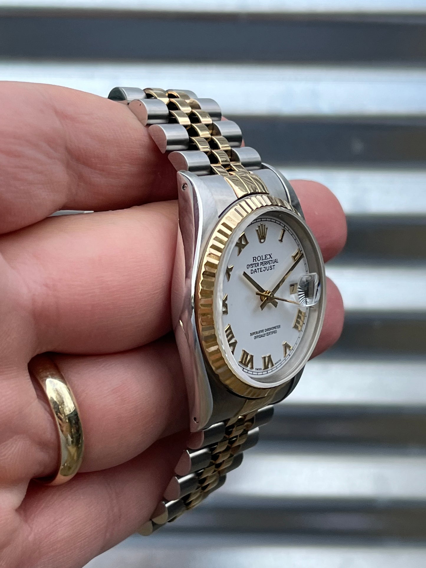 Rolex Datejust 36mm Ref.16233 “White Roman Dial” Box & Papers