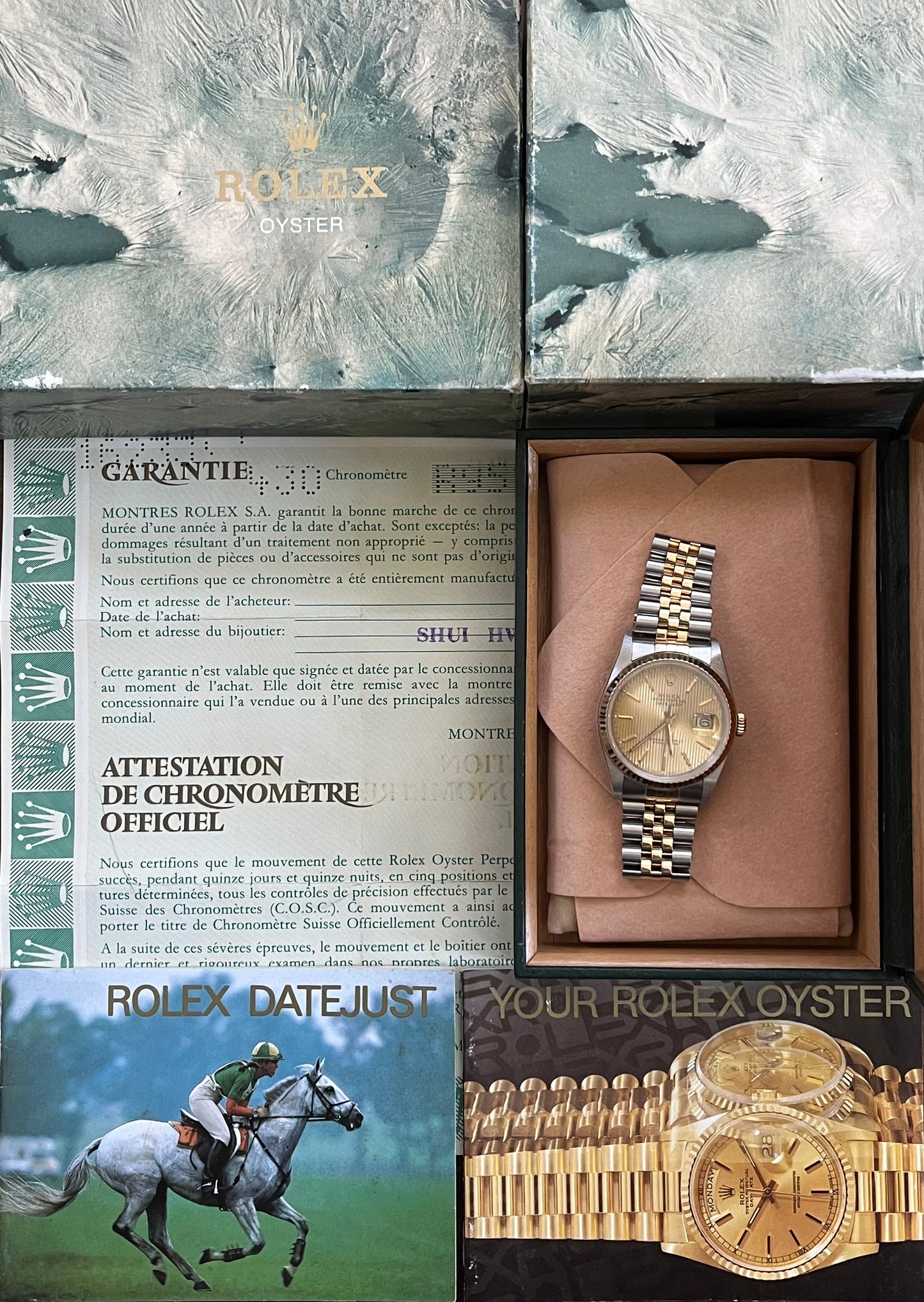 Rolex Datejust 36mm Ref.16233 Tapestry Dial Box & Papers