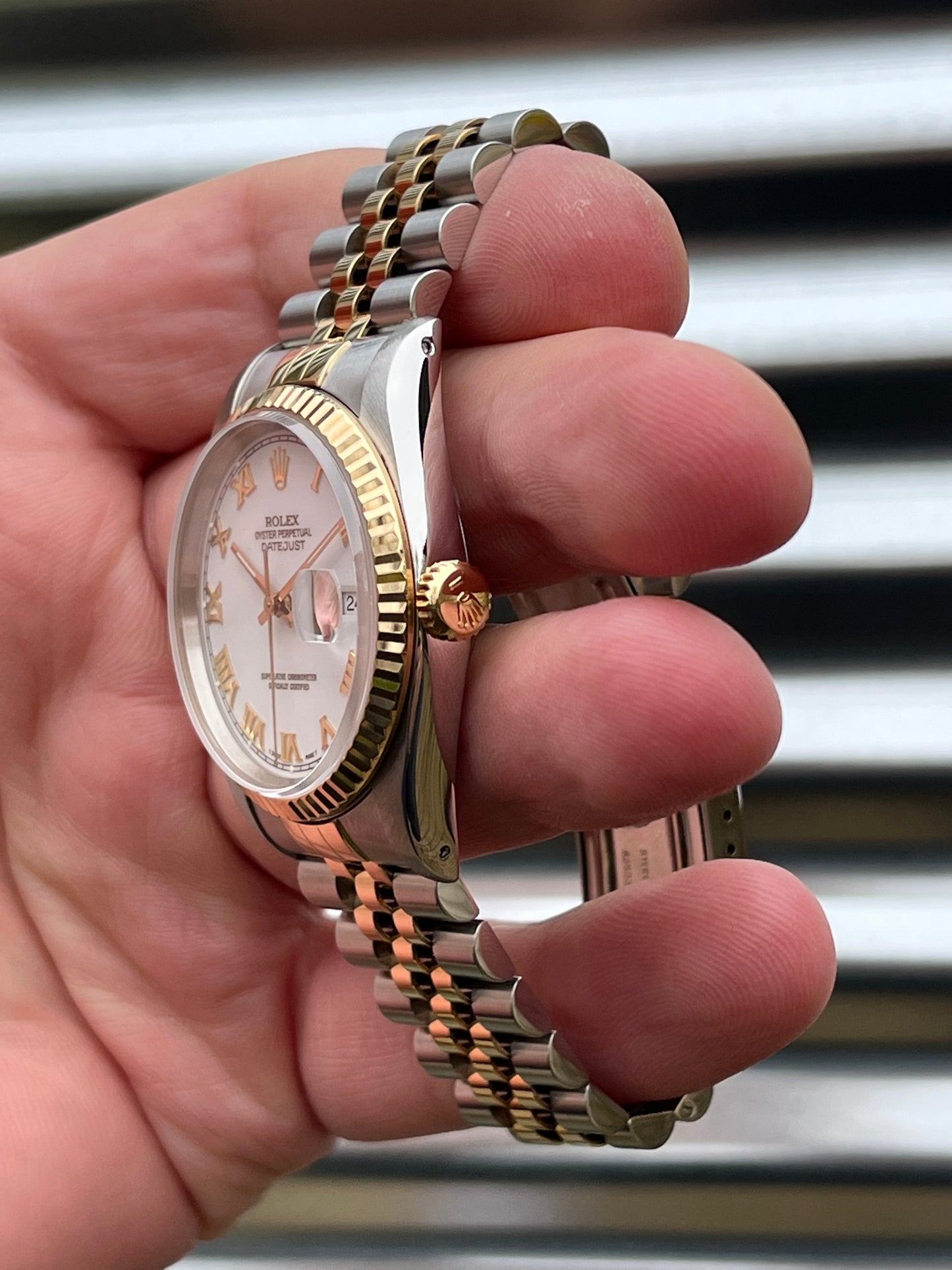 Rolex Datejust 36mm White Roman Dial Ref.16233 Box & Papers