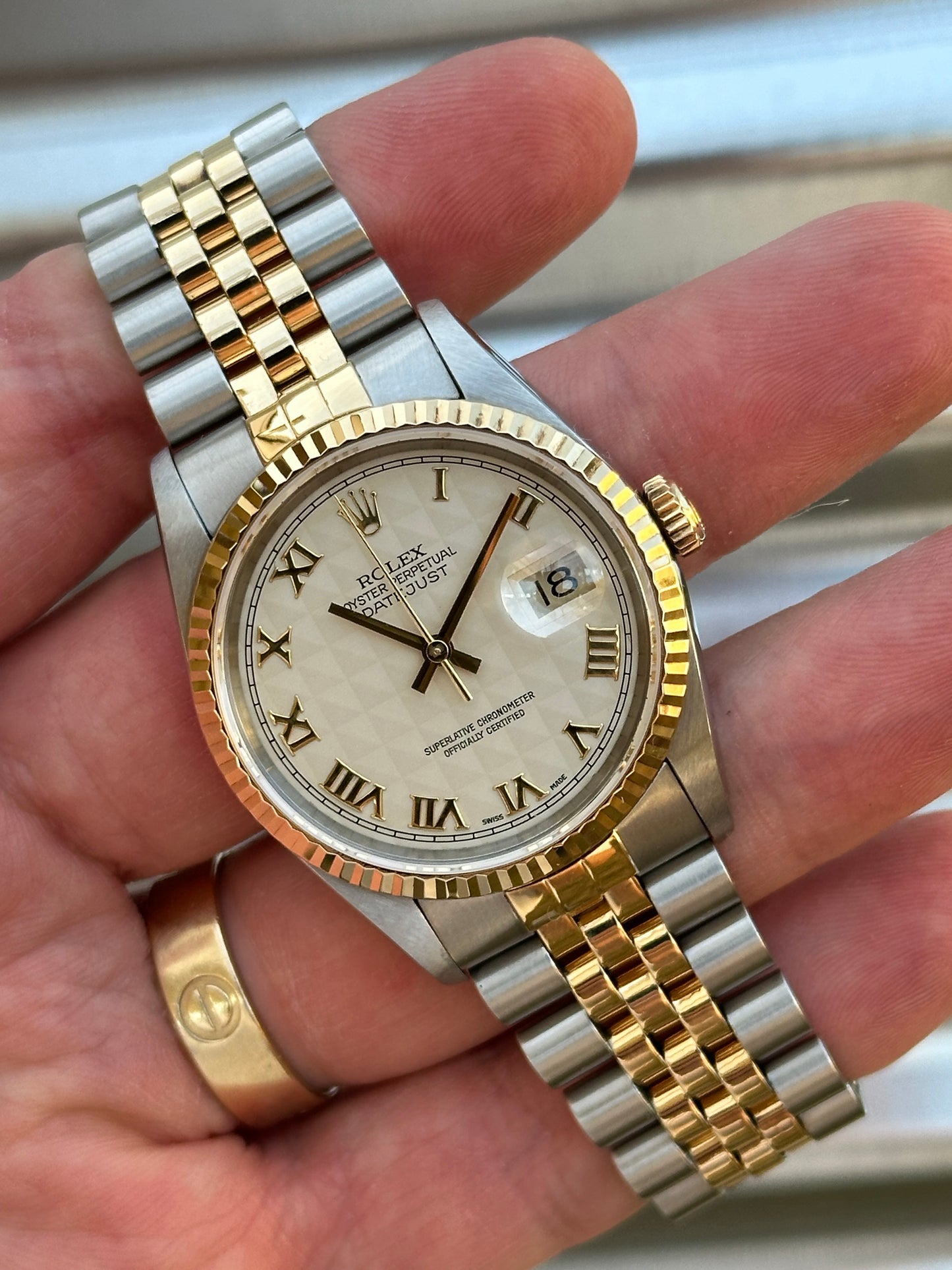 Rolex Datejust 36mm Ref.16233 “Pyramid Dial” Box & Papers