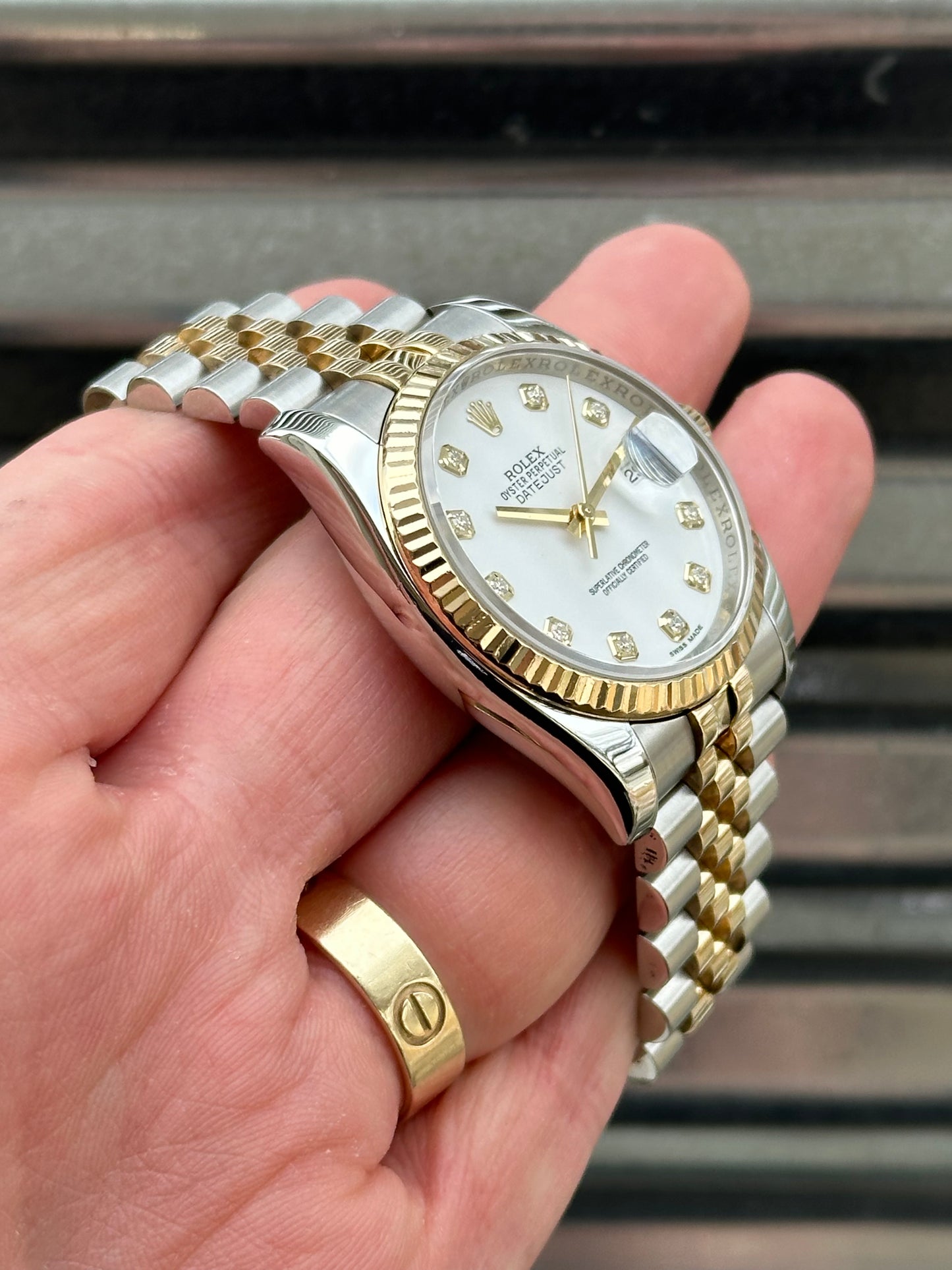 Rolex Datejust “White Diamond Dial” 36mm Red.116233 Box & Papers