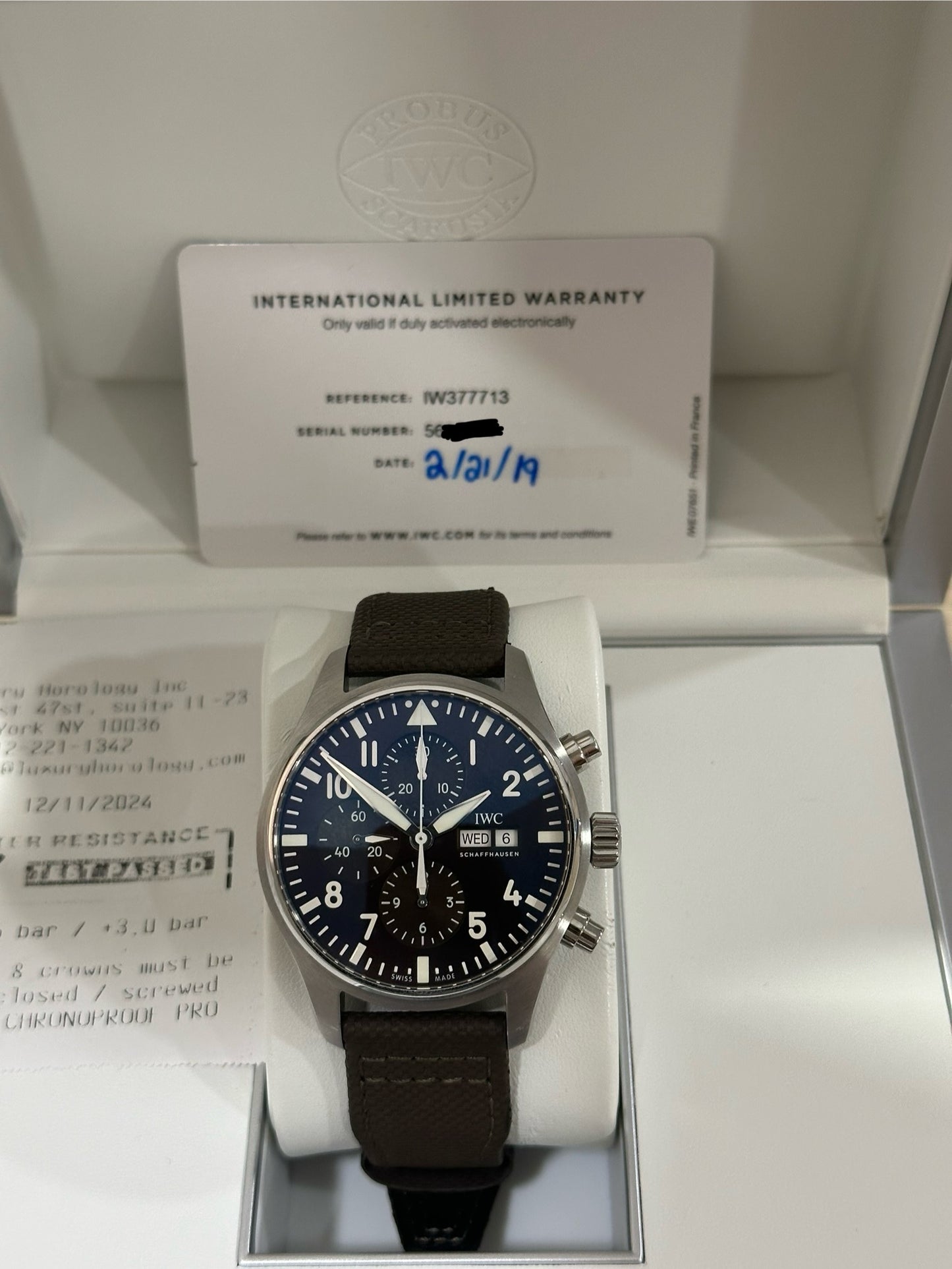 IWC Pilot’s Watch Chronograph 43mm Ref.IW377713 Box & Card