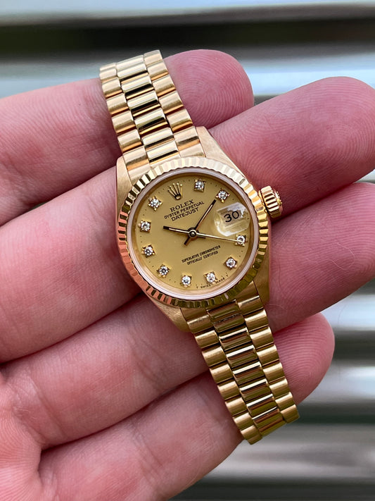 Rolex Ladies Datejust 26mm Ref.69178 “Champagne Diamond Dial” Box & Papers