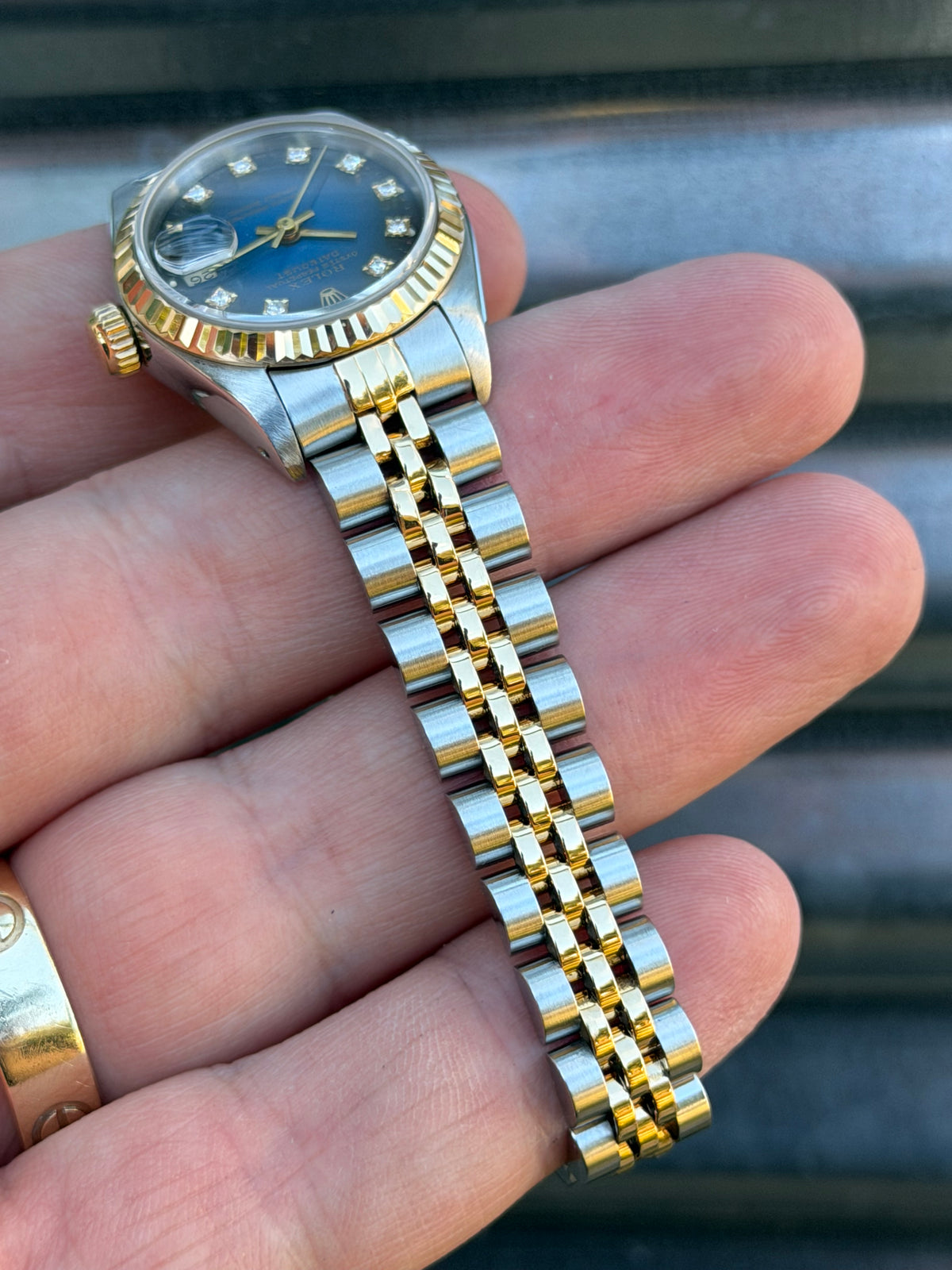 Rolex Ladies Datejust “Blue Vignette Diamond Dial “ 26mm Ref.69173 Box & Papers