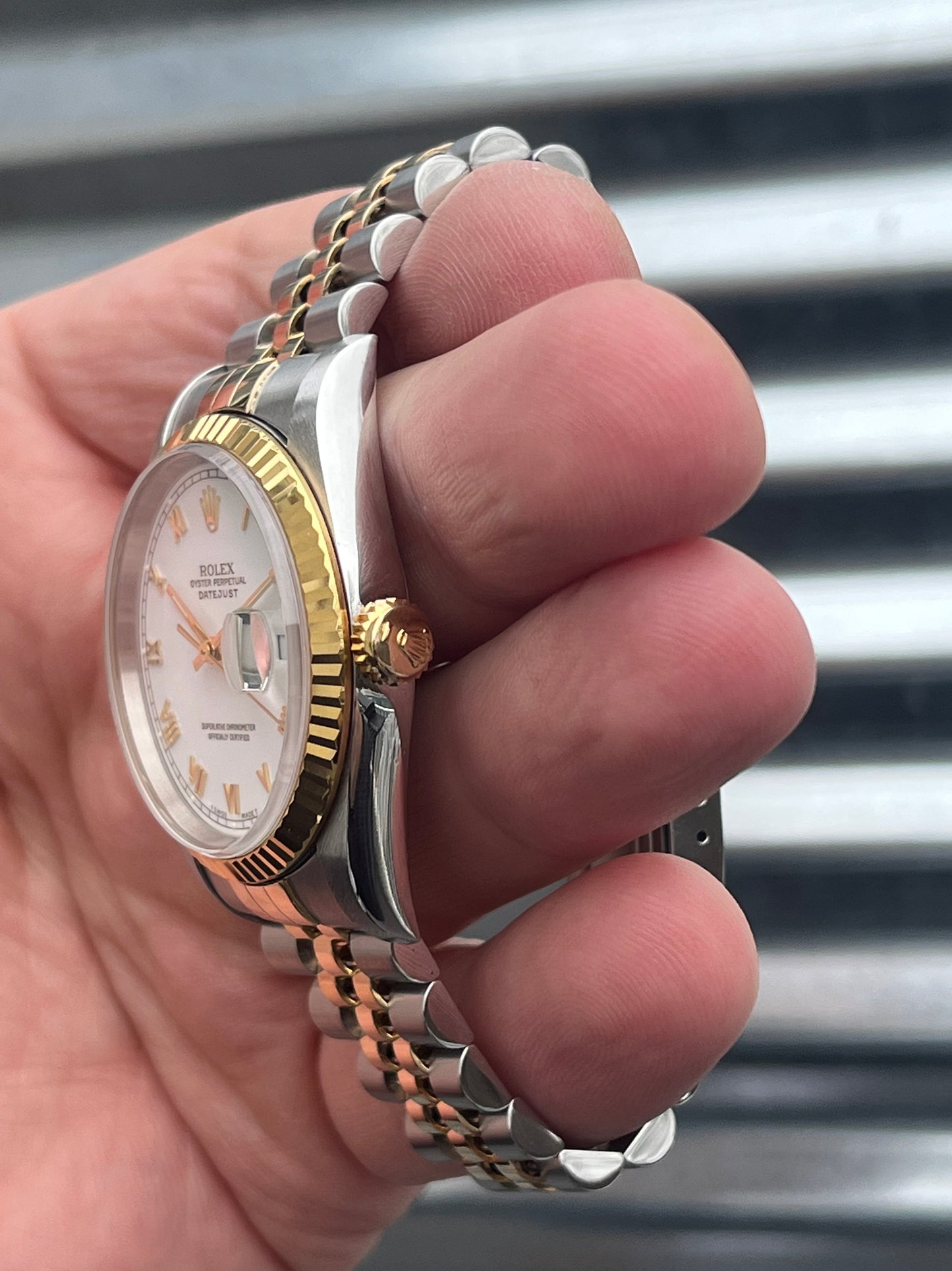 Rolex Datejust White Roman Numeral 36mm Ref.16233 Box & Papers