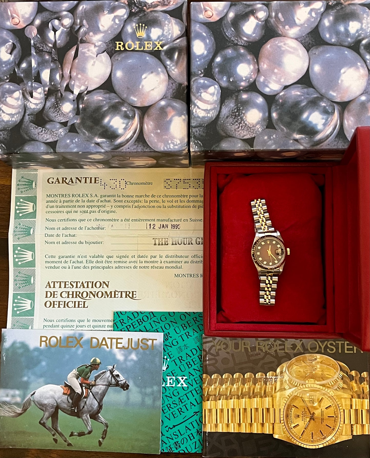 Rolex Lady Datejust “Red Vignette Diamond Dial”26mm Ref.69173 Box & Papers