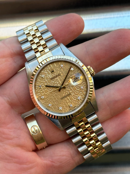 Rolex Datejust 36mm Ref.16233 “Anniversary Diamond Dial” Box & Papers