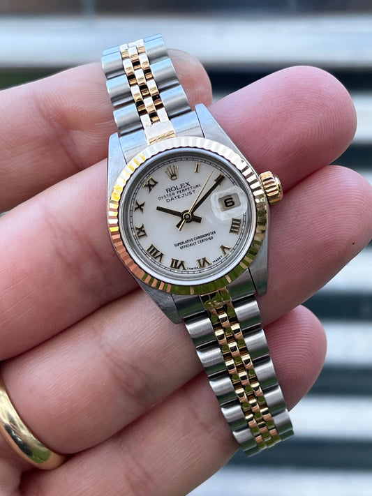 Rolex Ladies Datejust “White Roman Dial” 26mm Ref.79173 Box & Papers
