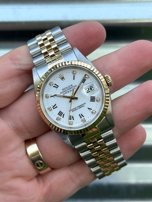 Rolex Datejust 36mm Ref.16233 Box & Papers White Roman Diamond Dial