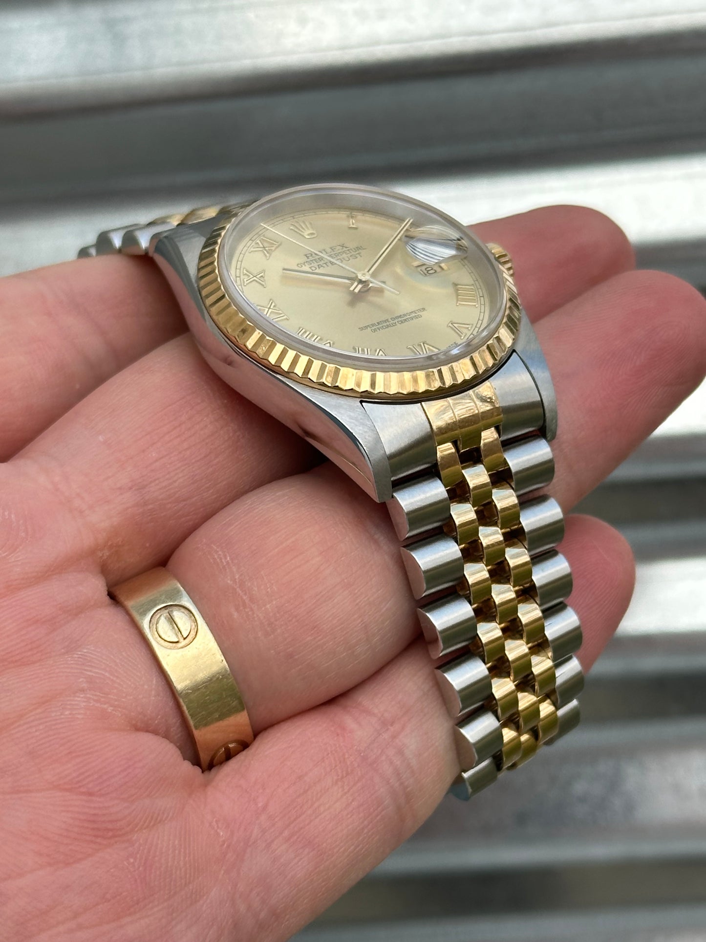 Rolex Datejust 36mm Ref.16233 “Champagne Roman Numeral Dial” Box & Papers
