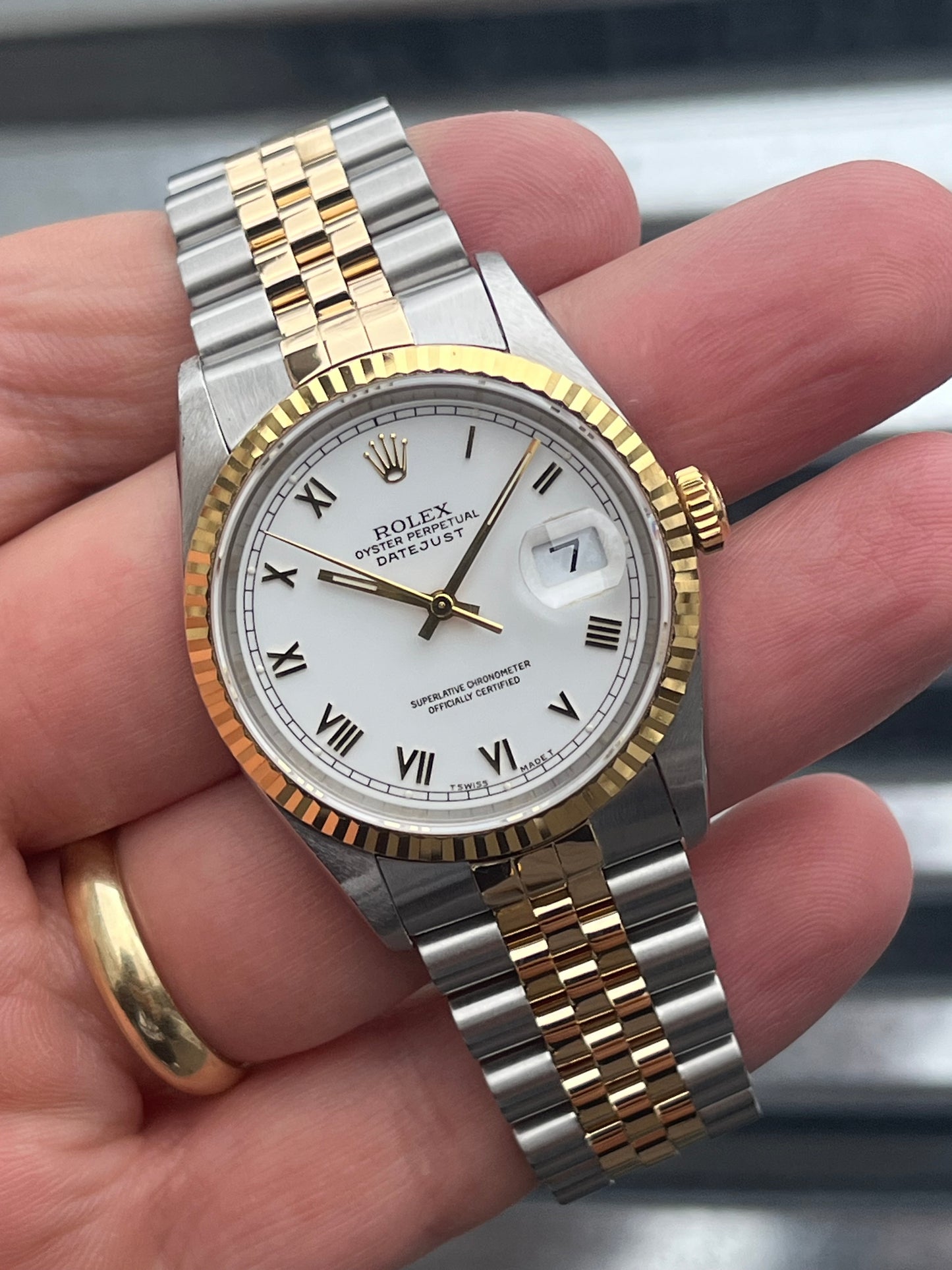 Rolex Datejust White Roman Numeral 36mm Ref.16233 Box & Papers