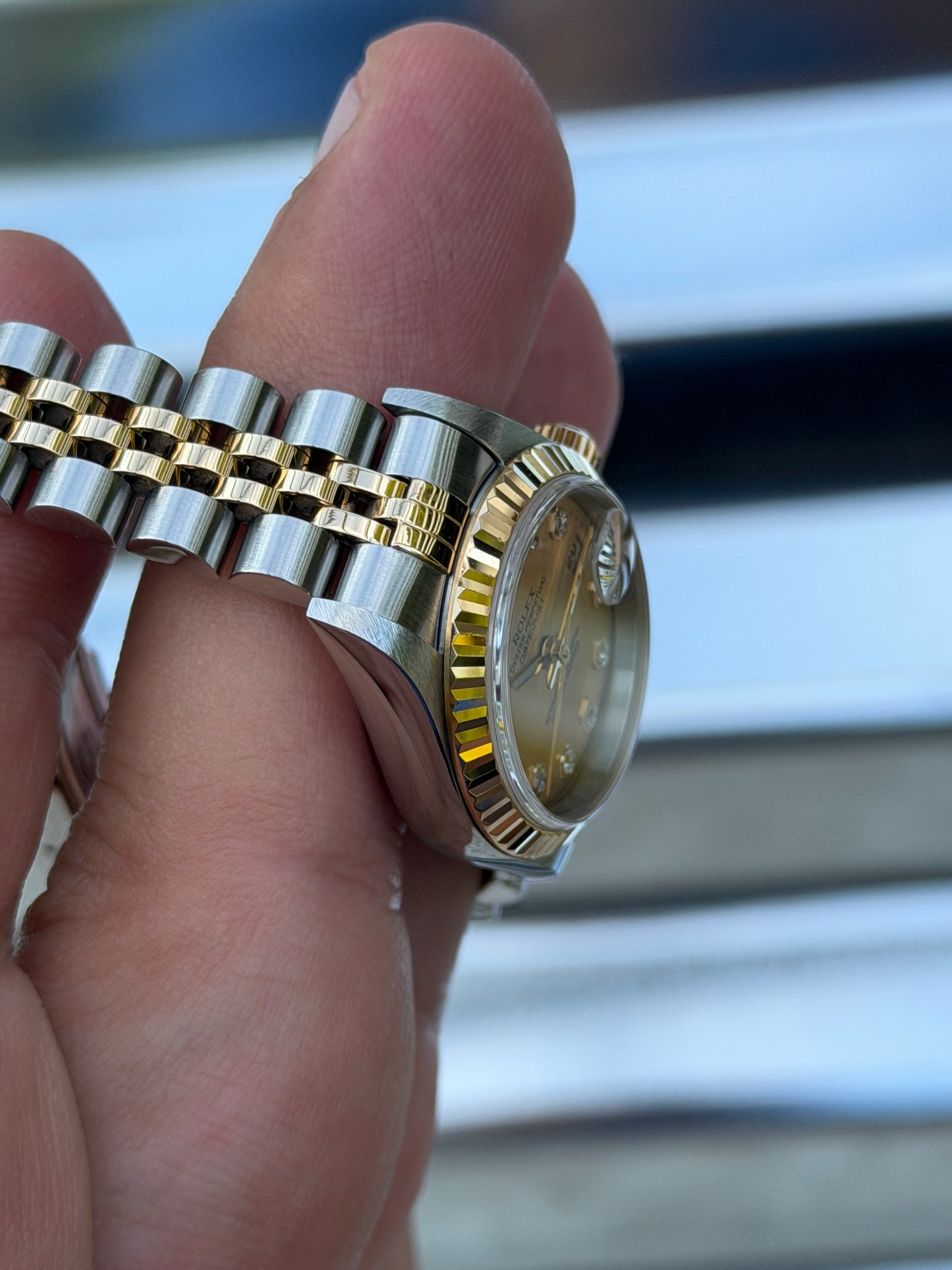 Rolex Ladies Datejust “Champagne Diamond Dial” 26mm Ref.69173 Box & Papers