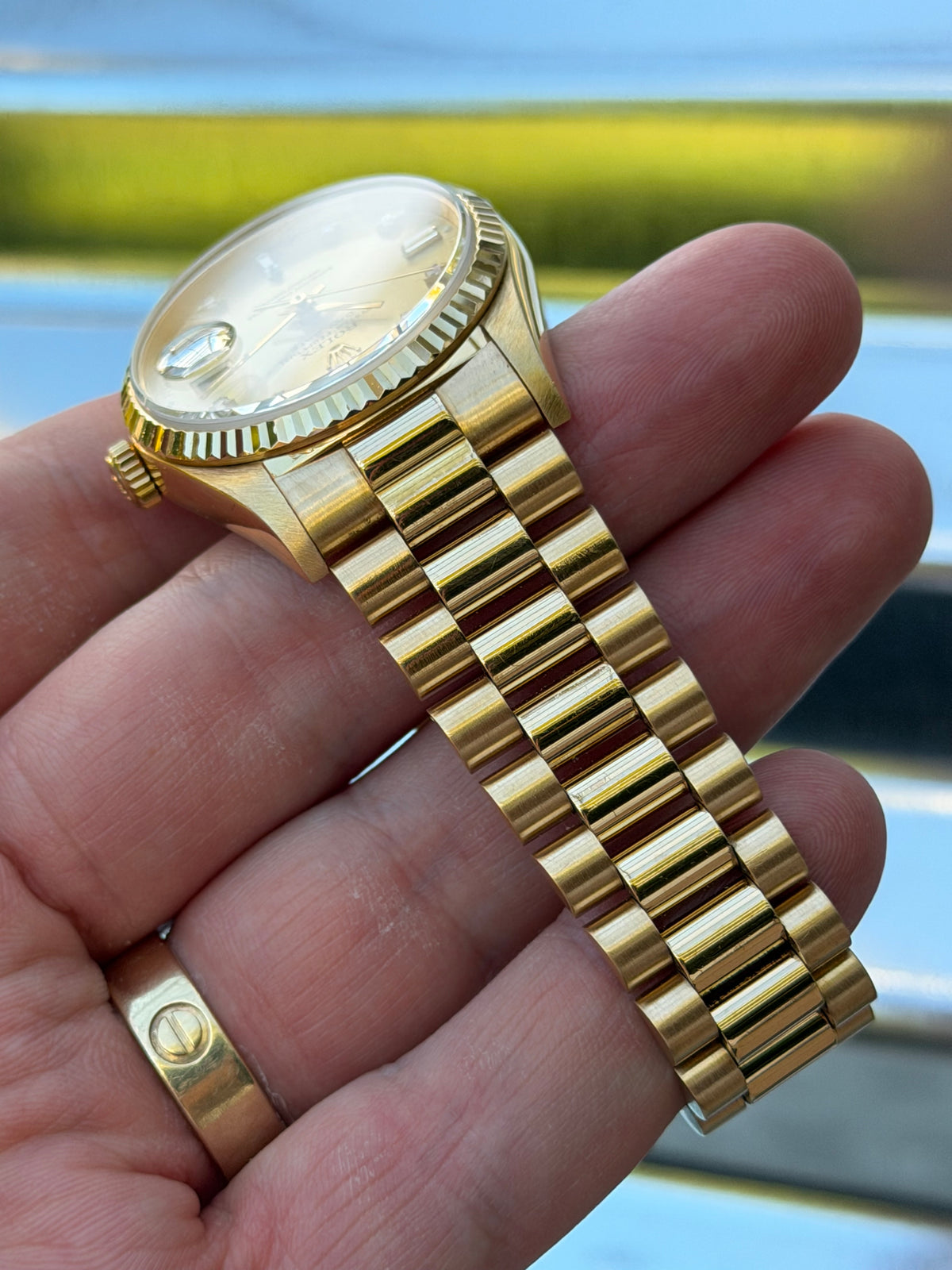 Rolex Day Date Double Quick-Set Champagne Diamond Dial 36mm Ref.18238 Box & Papers