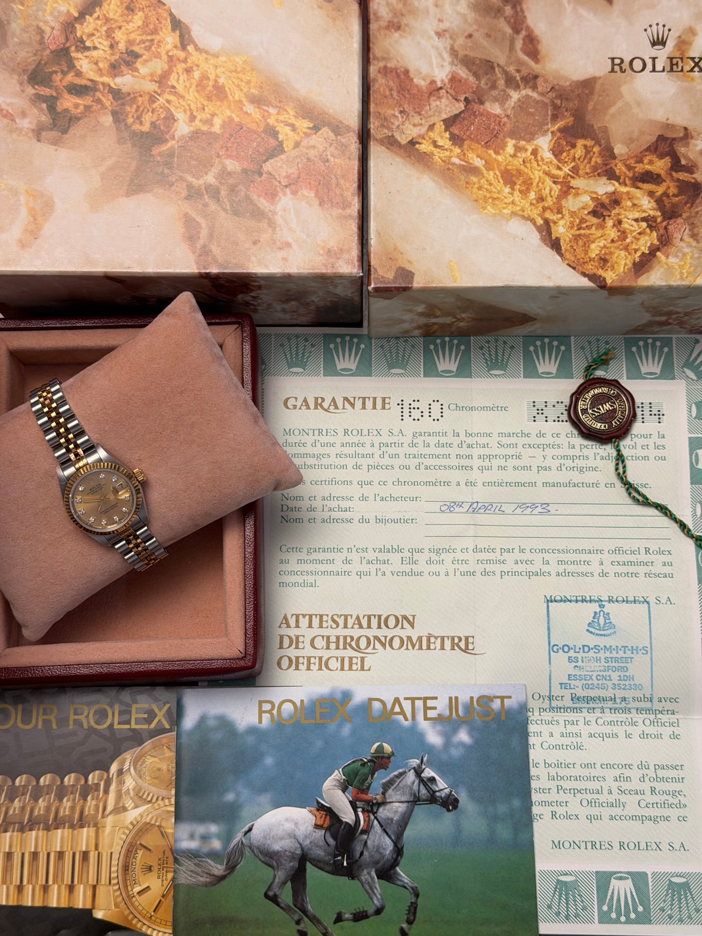 Rolex Ladies Datejust 26mm Ref.69173 Box & Papers “Champagne Diamond Dial”
