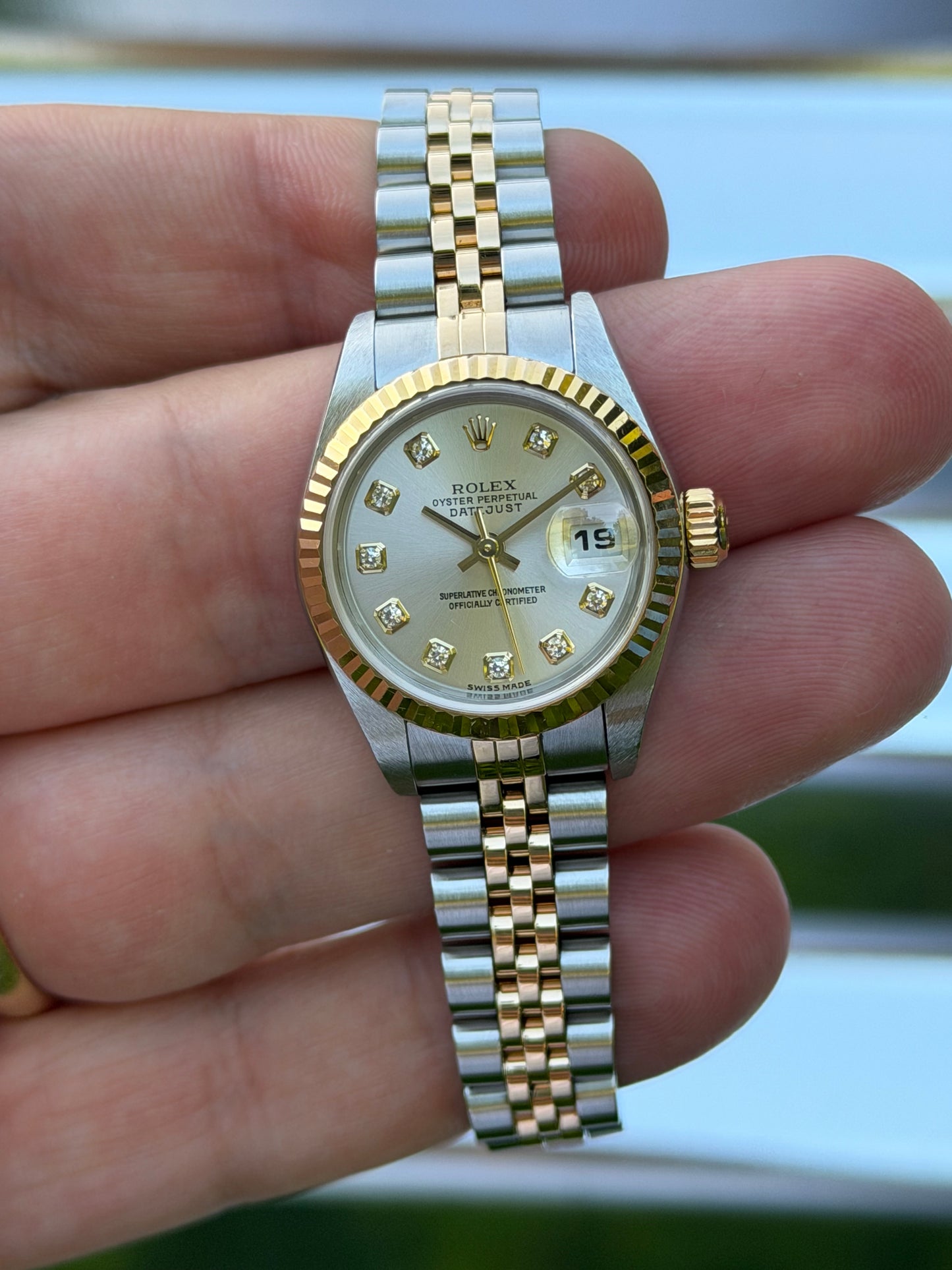 Rolex Ladies Datejust 26mm Ref.79173 “Silver Big Diamond Dial” Box & Papers