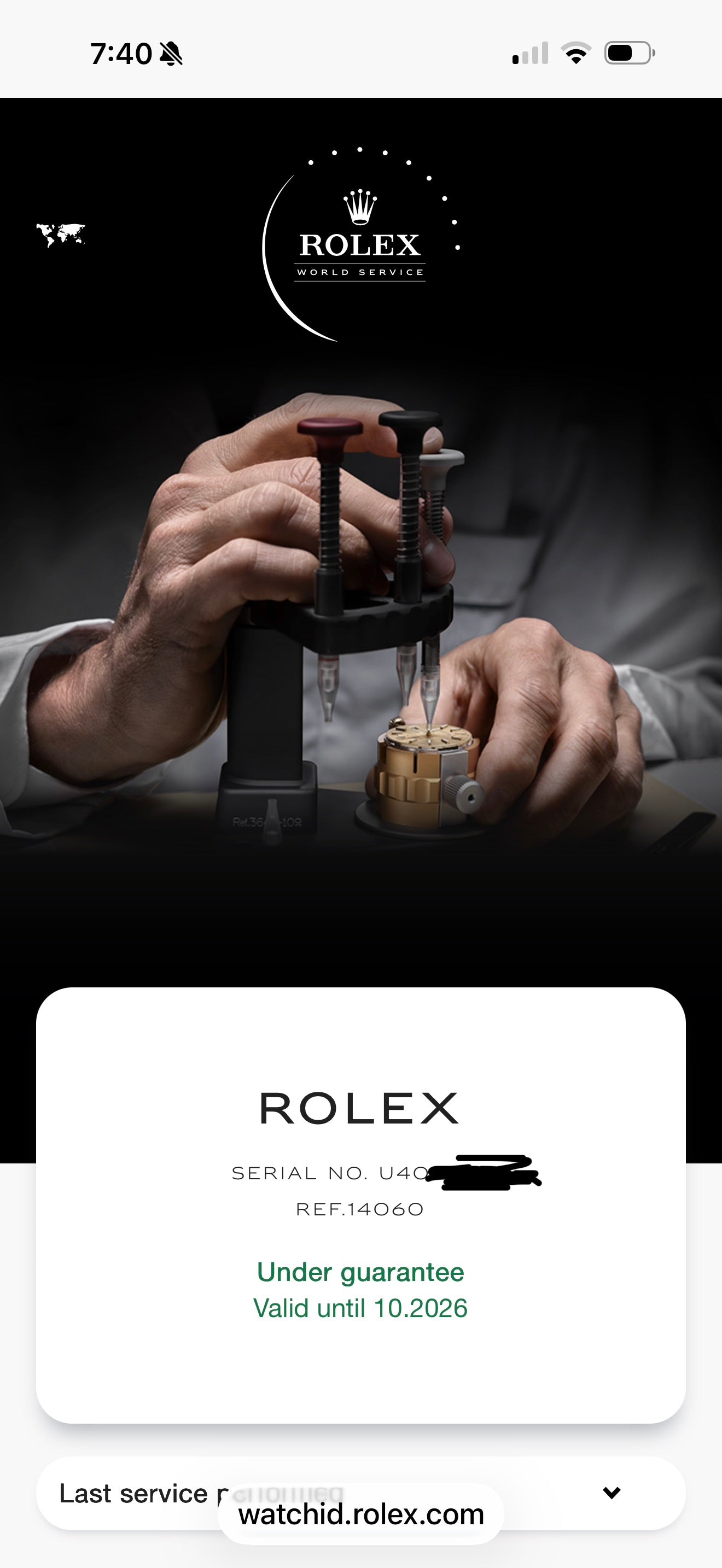 Rolex Submariner No Date 40mm Ref.14060 Box & Rolex Service Card Under Warranty