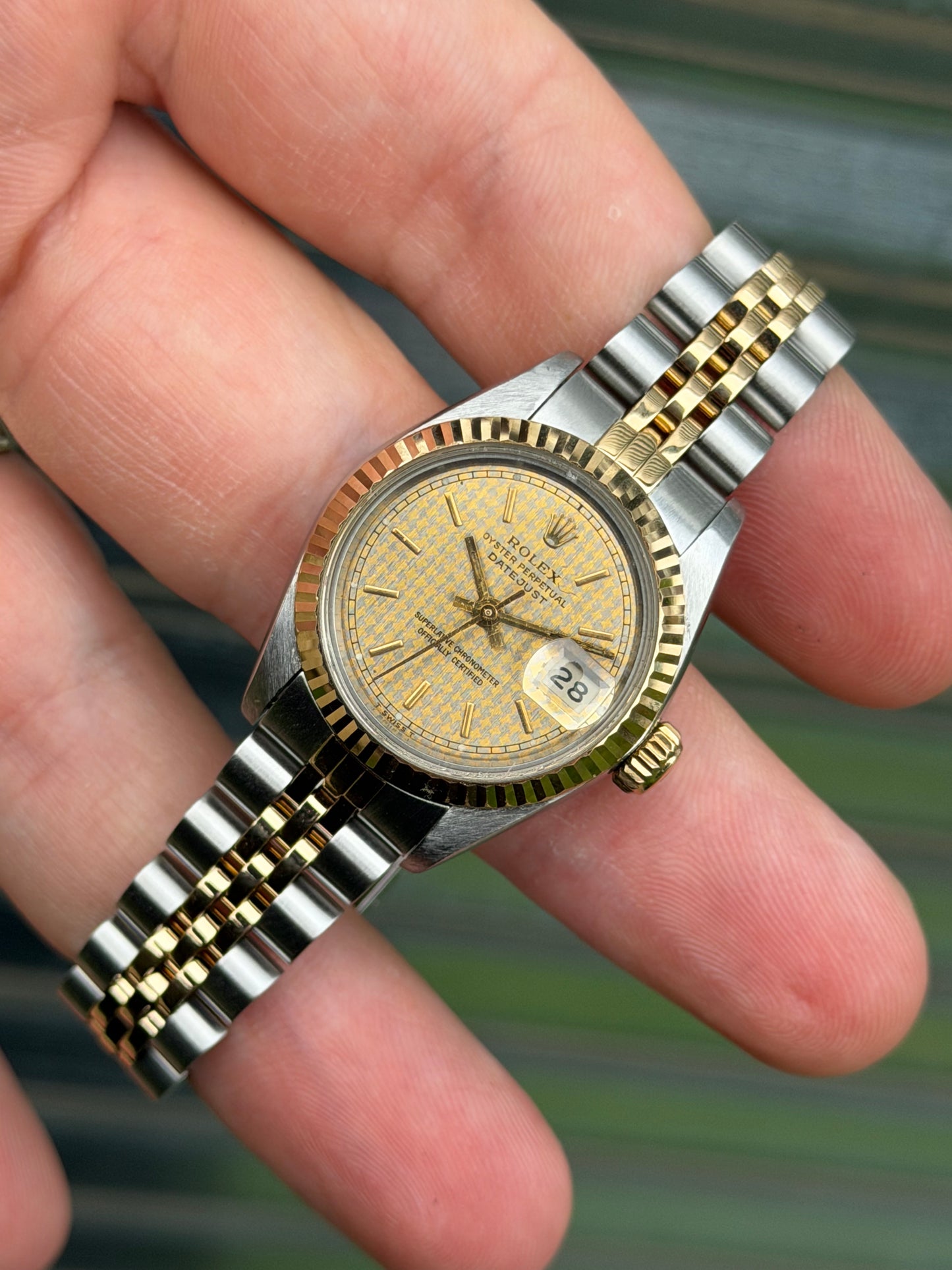 Rolex Ladies Datejust “Houndstooth Dial” 26mm Ref.16233 Box & Papers